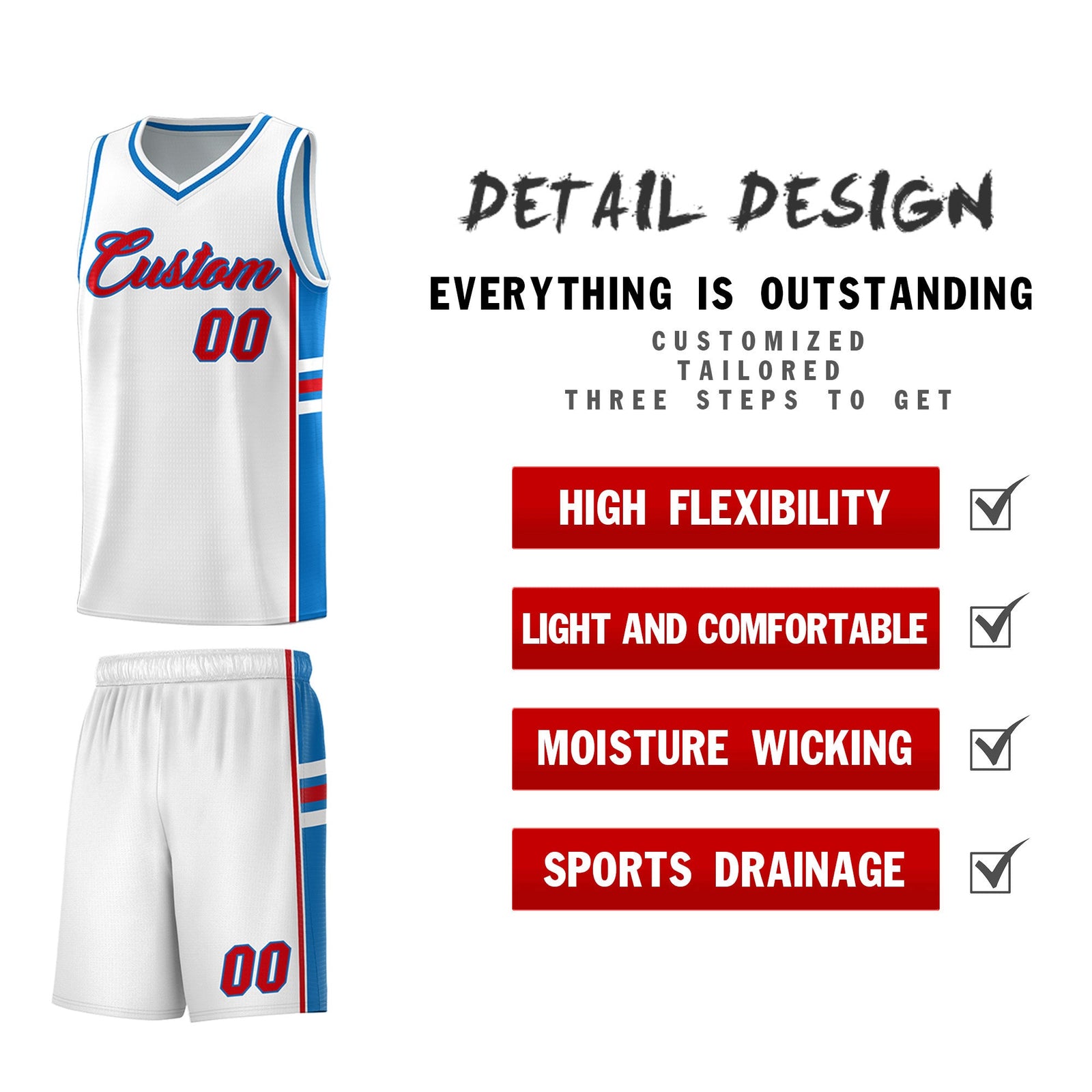 Custom Youth Basketball Jersey - White Royal Two-Tone Varsity Jersey Set