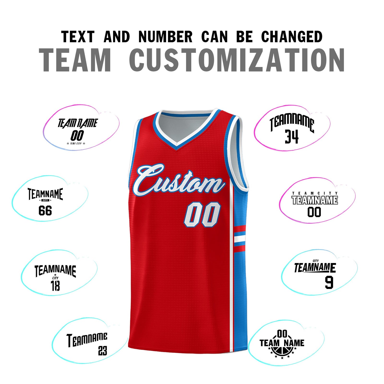 Custom Youth Basketball Jersey - Red Royal Two-Tone Classic Varsity Uniform