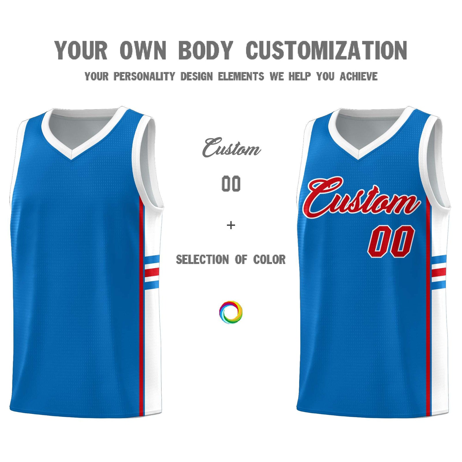 Custom Youth Basketball Jersey - Royal White Personalized Varsity Two-Tone Uniform