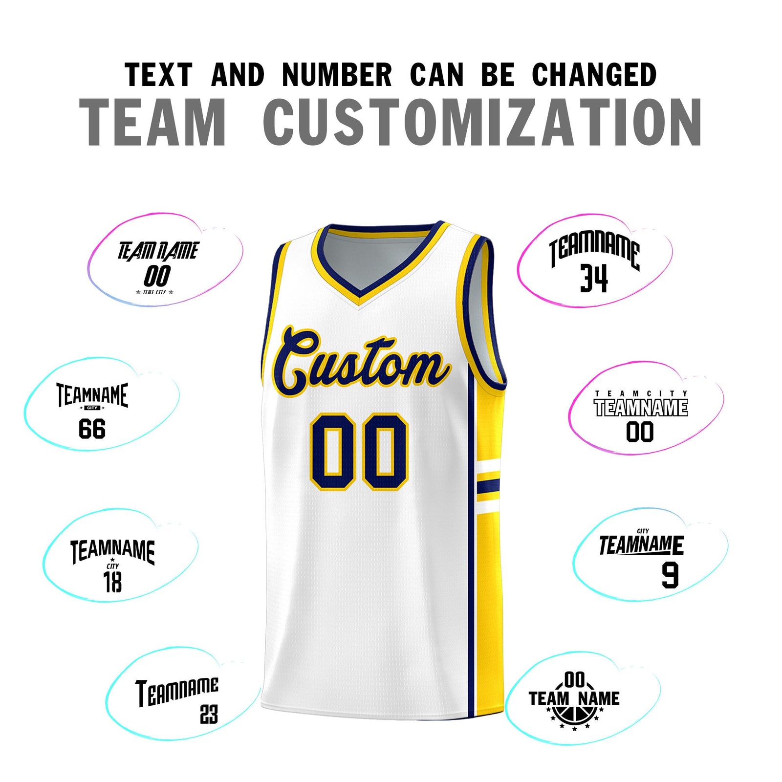 Custom Youth Basketball Jersey - White Gold Personalized Varsity Two-Tone Uniform