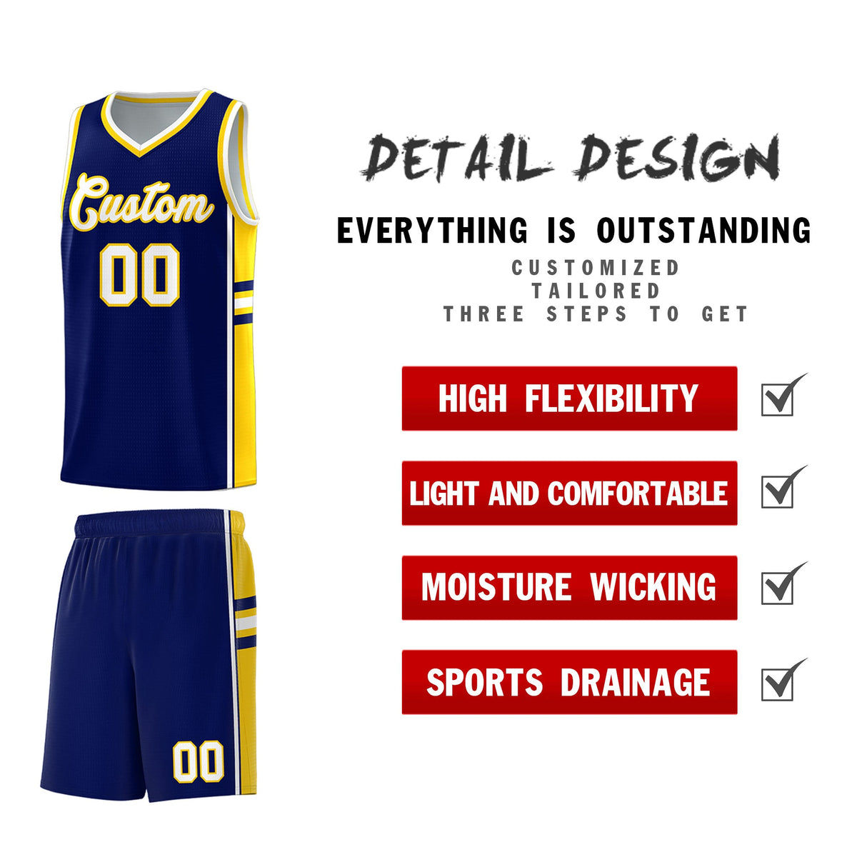 Custom Youth Basketball Jersey - Navy Gold Two-Tone Varsity Jersey Set