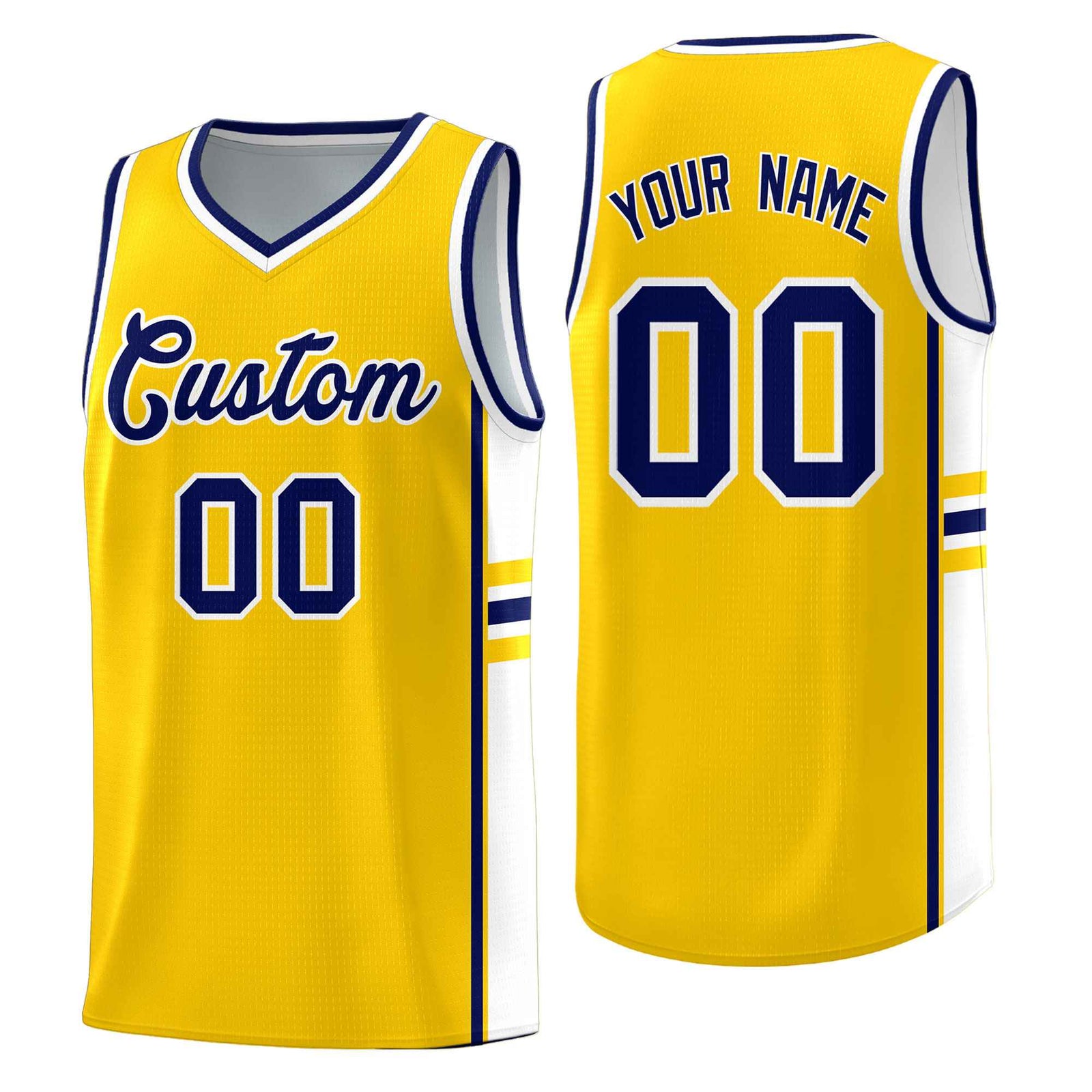 Custom Youth Basketball Jersey - Gold White Two-Tone Classic Varsity Uniform