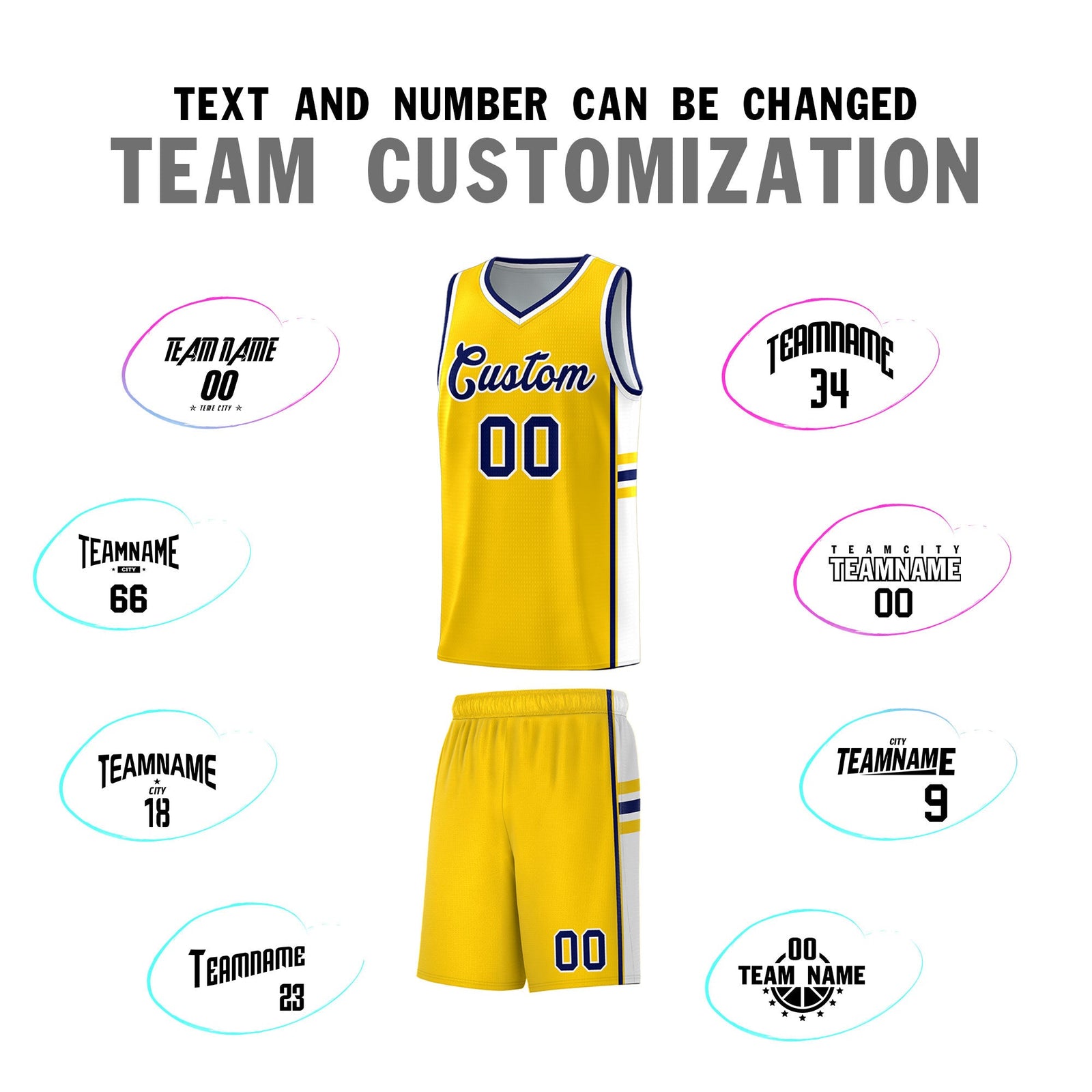 Custom Youth Basketball Jersey - Gold White Two-Tone Classic Varsity Uniform