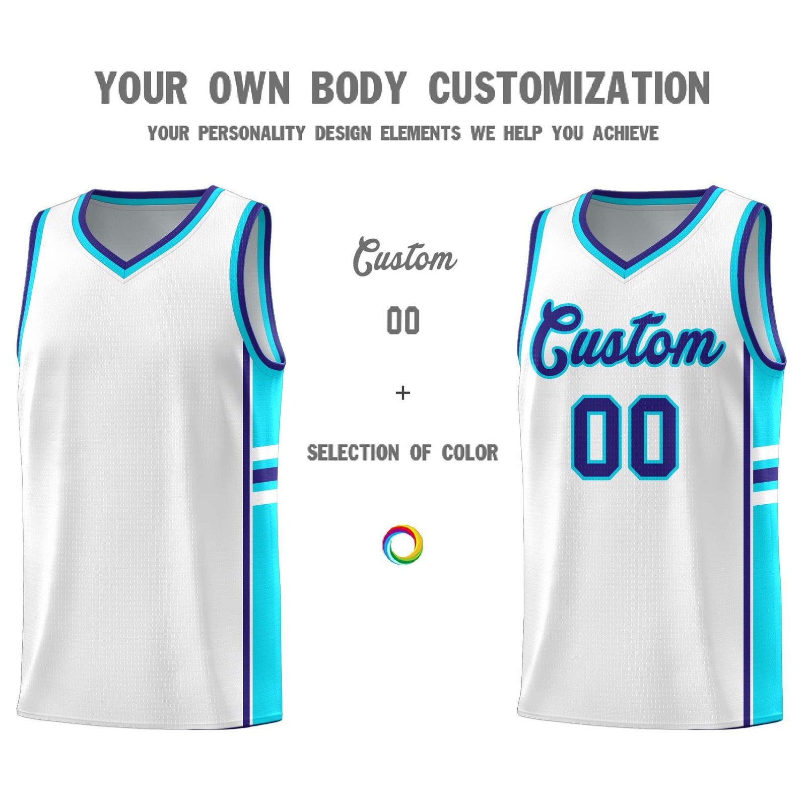 Custom Youth Basketball Jersey - White Royal Personalized Varsity Two-Tone Uniform