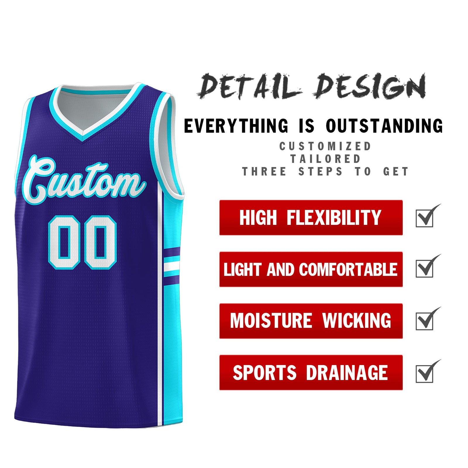 Custom Youth Basketball Jersey - Royal Sky Blue Two-Tone Varsity Jersey Set