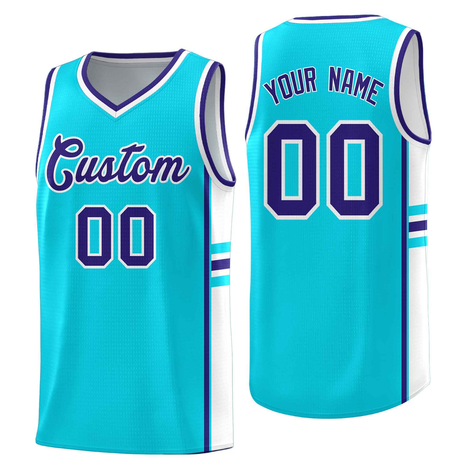 Custom Youth Basketball Jersey - Sky Blue White Two-Tone Classic Varsity Uniform