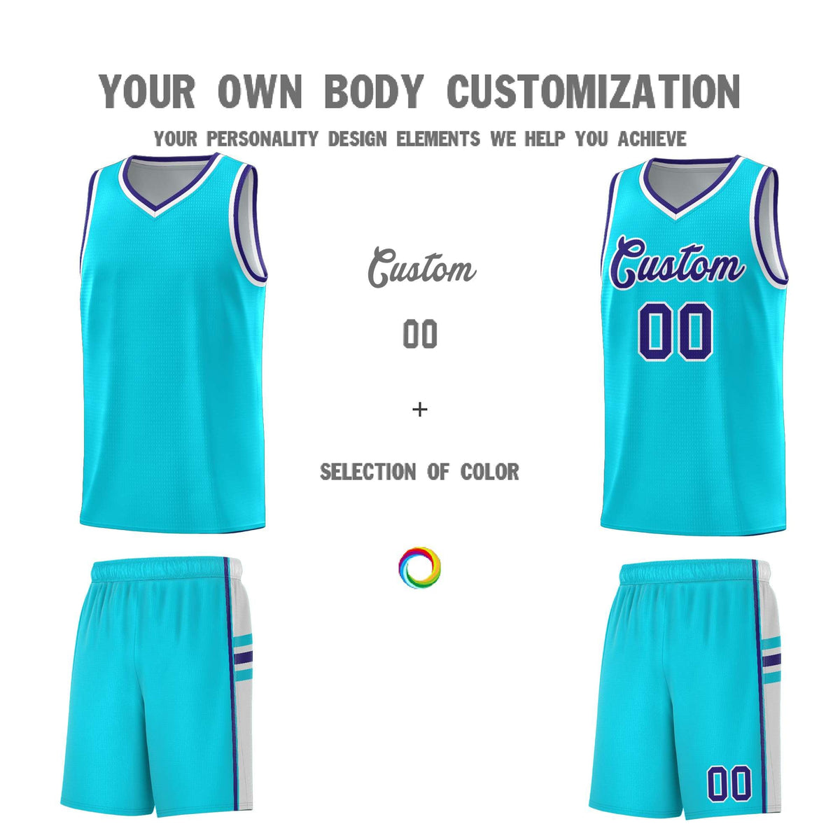 Custom Youth Basketball Jersey - Sky Blue White Two-Tone Classic Varsity Uniform