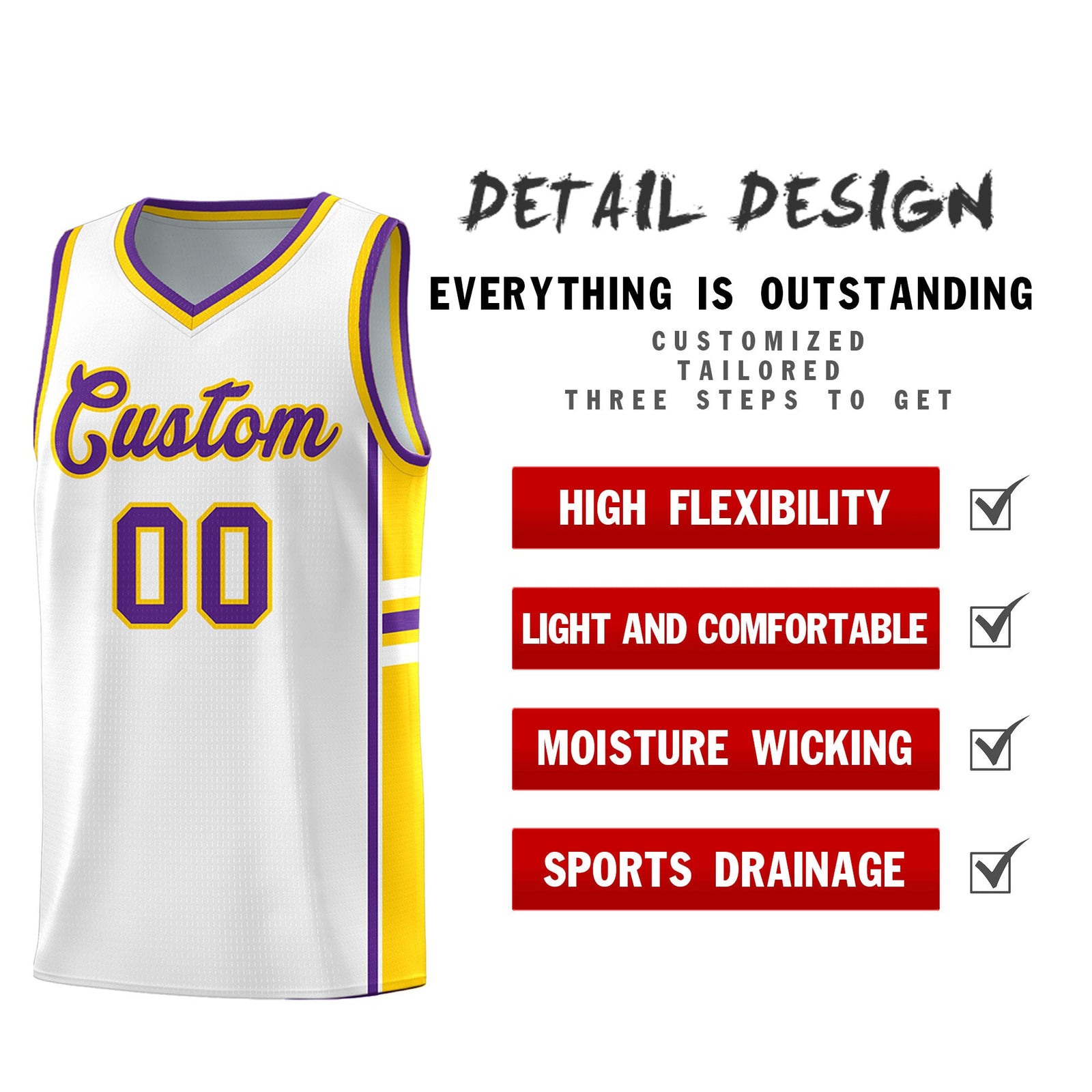 Custom Youth Basketball Jersey - White Gold Personalized Varsity Two-Tone Uniform