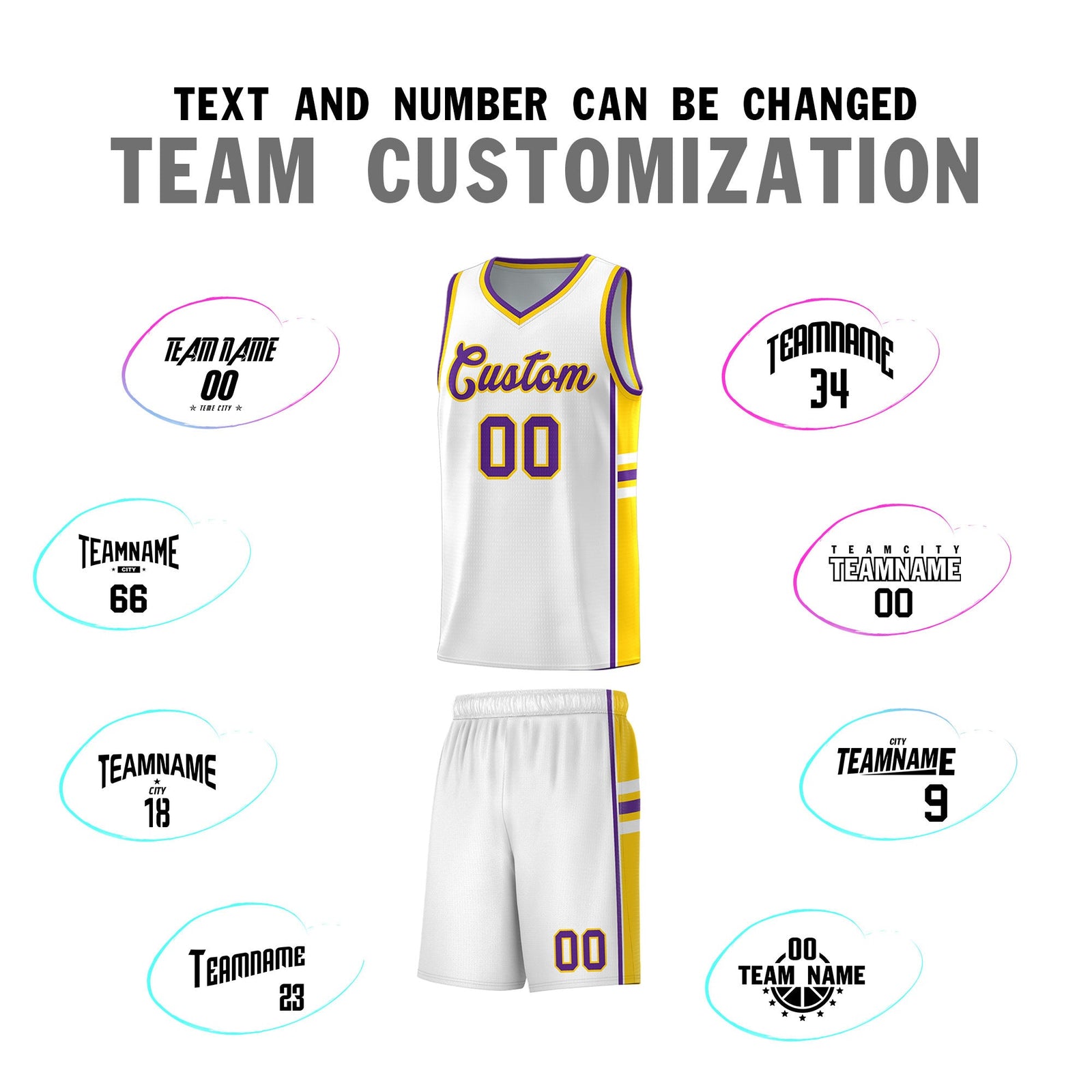 Custom Youth Basketball Jersey - White Gold Personalized Varsity Two-Tone Uniform