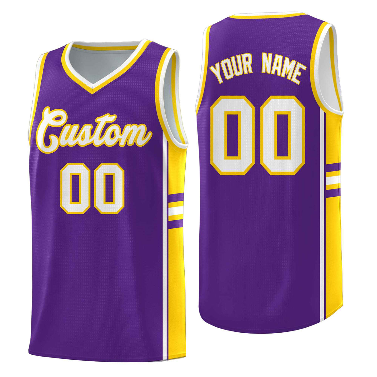 Custom Youth Basketball Jersey - Purple Gold Two-Tone Varsity Jersey Set