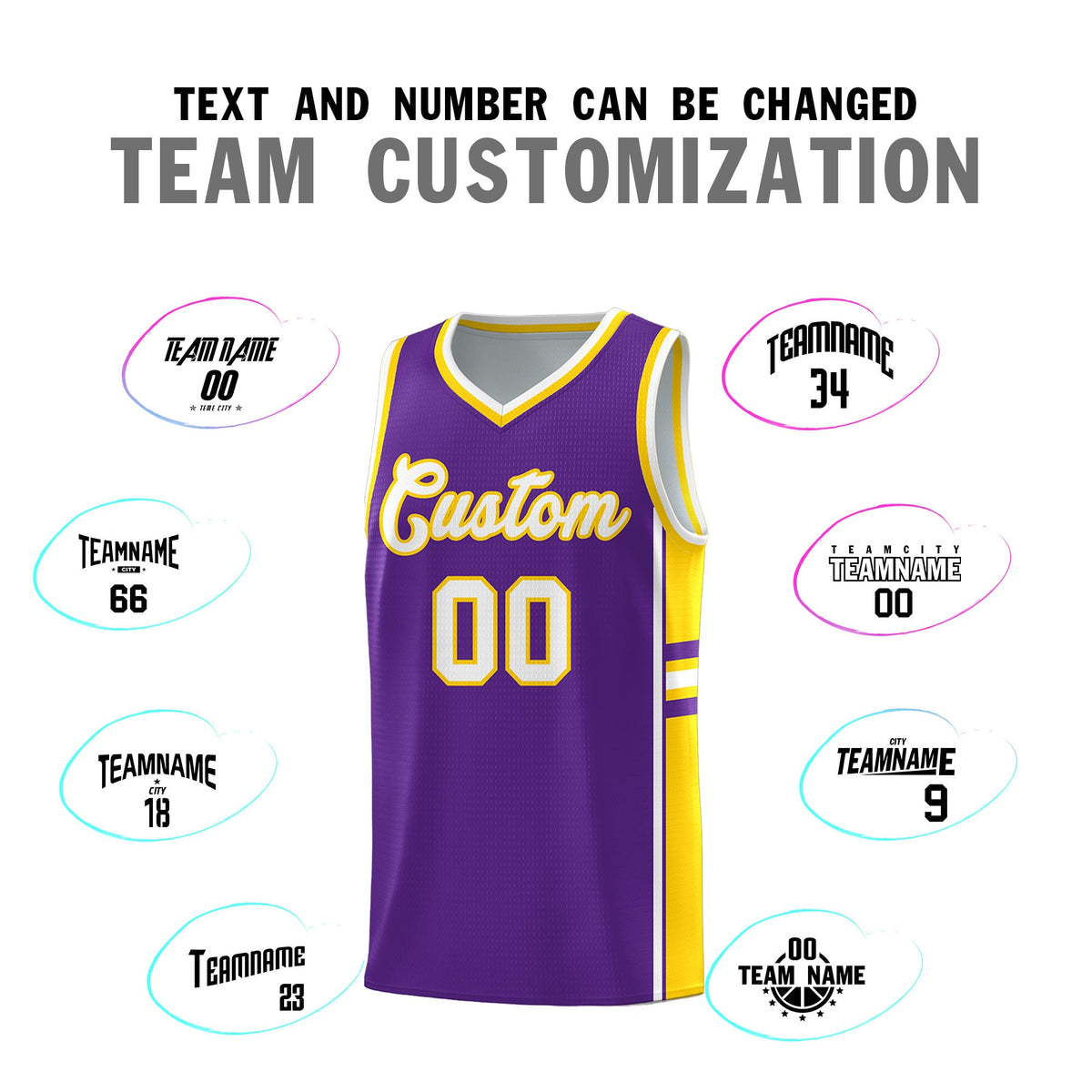 Custom Youth Basketball Jersey - Purple Gold Two-Tone Varsity Jersey Set