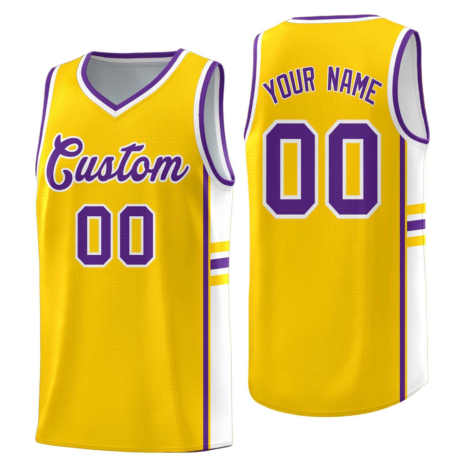 Custom Youth Basketball Jersey - Gold White Two-Tone Classic Varsity Uniform