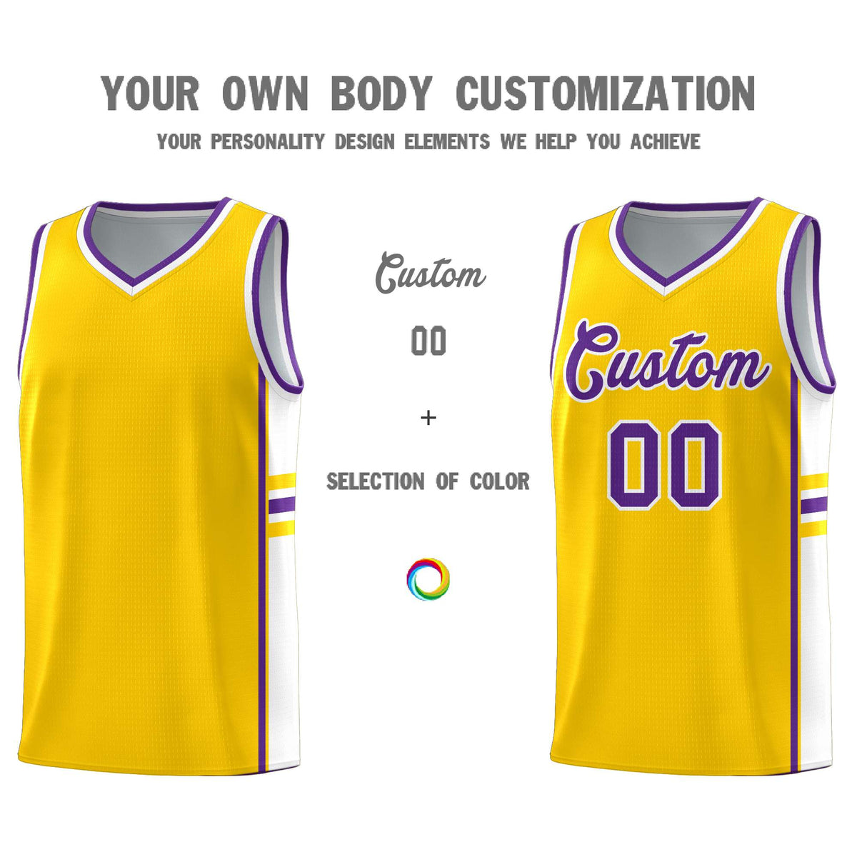 Custom Youth Basketball Jersey - Gold White Two-Tone Classic Varsity Uniform