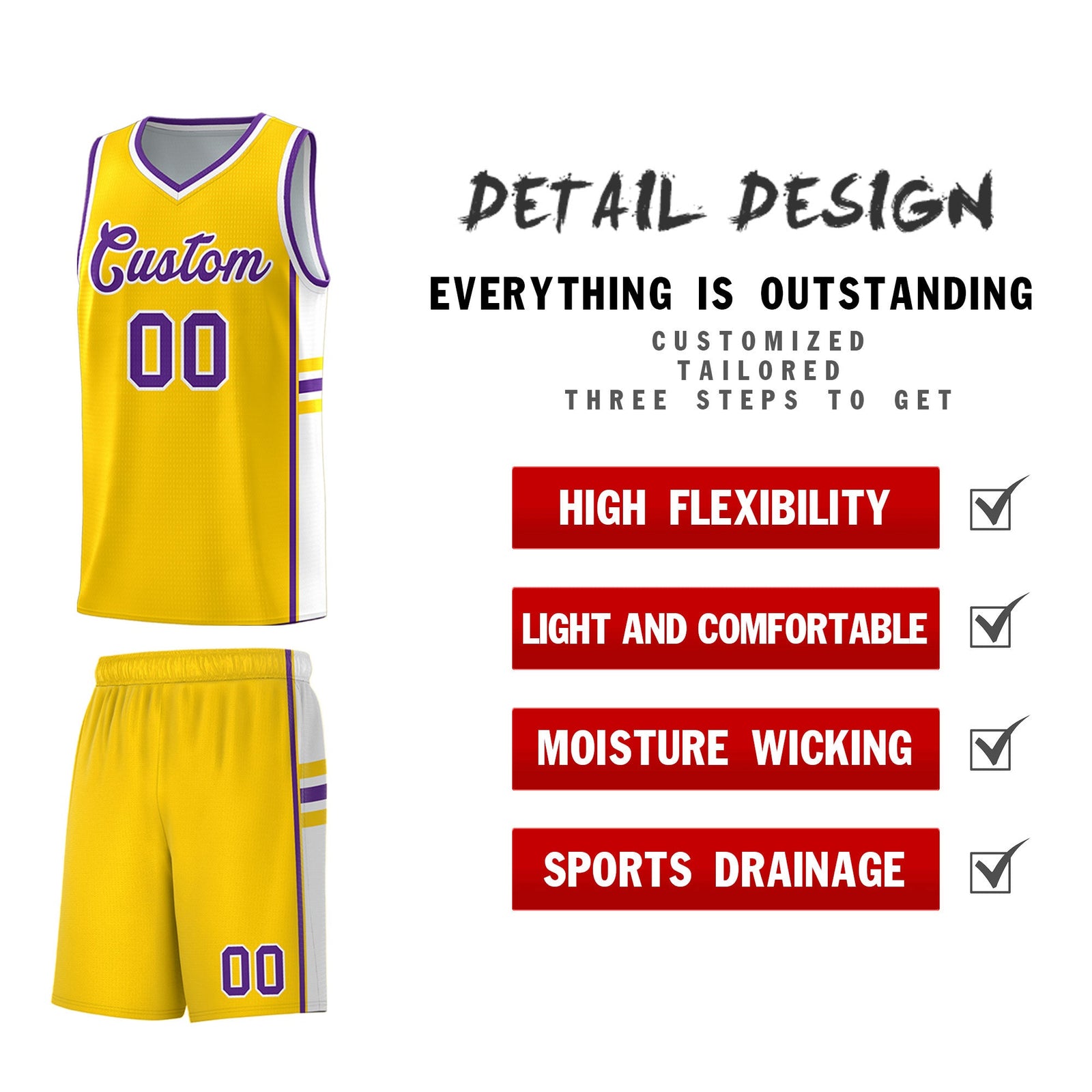 Custom Youth Basketball Jersey - Gold White Two-Tone Classic Varsity Uniform