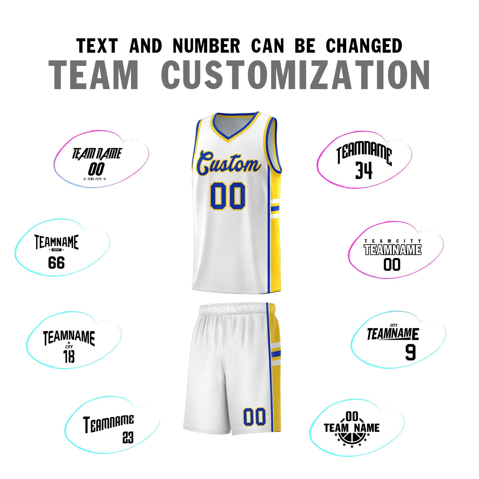 Custom Youth Basketball Jersey - White Gold Personalized Varsity Two-Tone Uniform