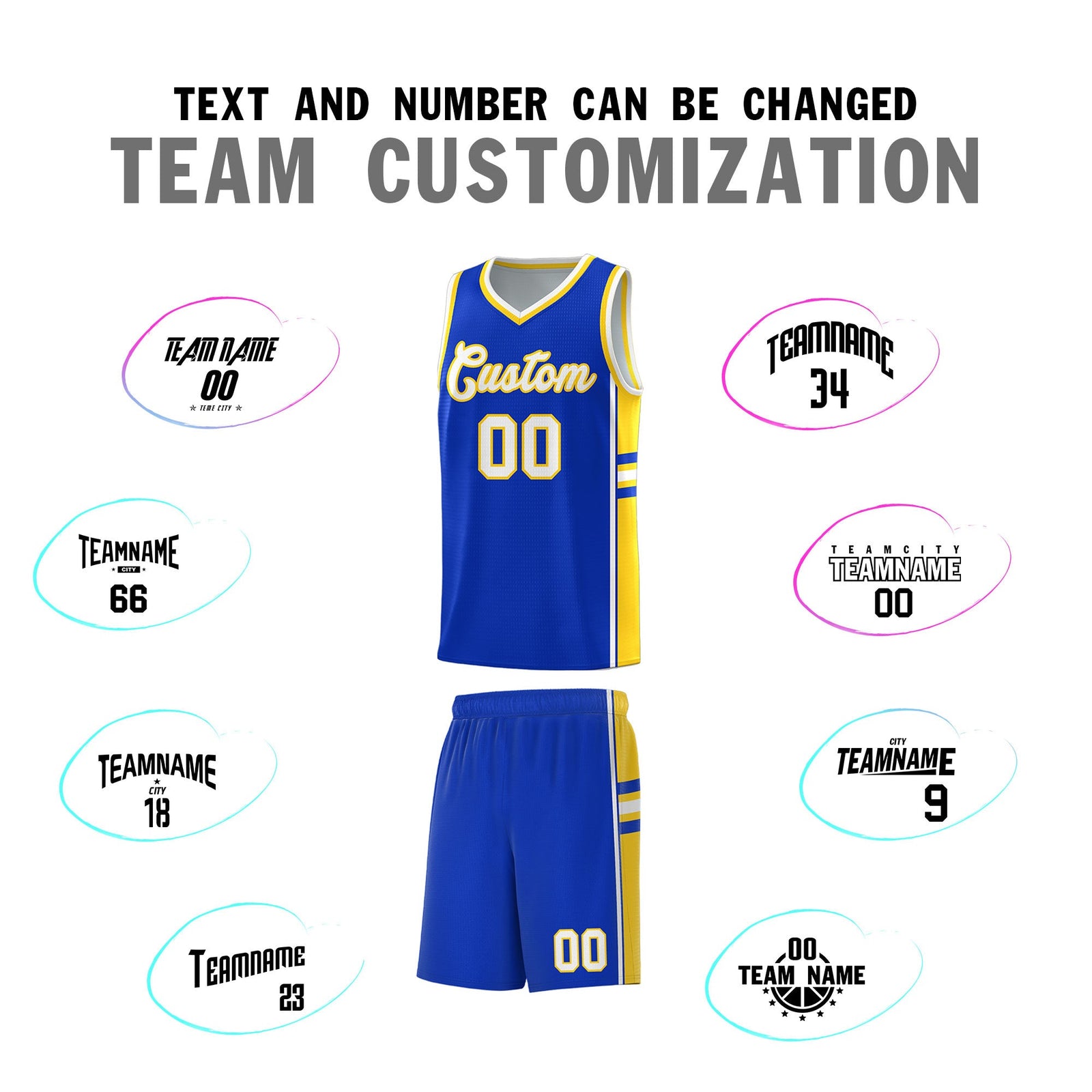Custom Youth Basketball Jersey - Royal Gold Two-Tone Varsity Jersey Set