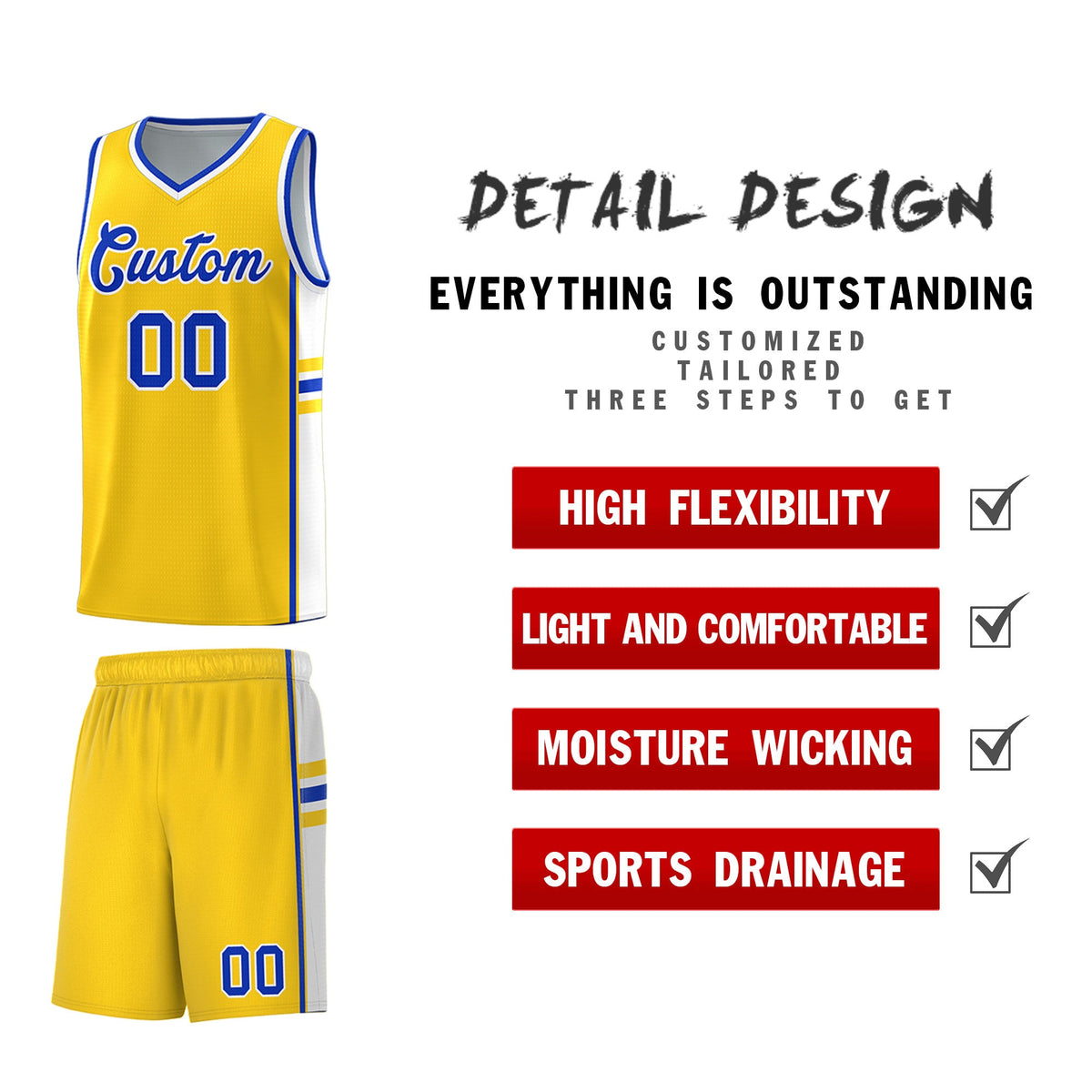 Custom Youth Basketball Jersey - Gold White Two-Tone Classic Varsity Uniform