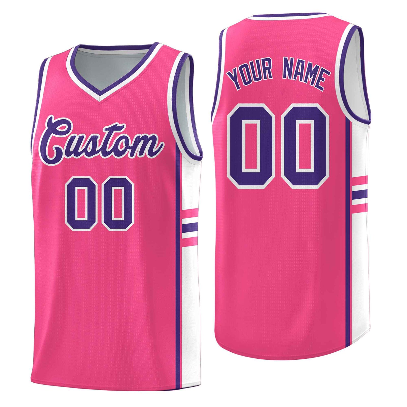 Custom Youth Basketball Jersey - Pink White Two-Tone Varsity Jersey Set