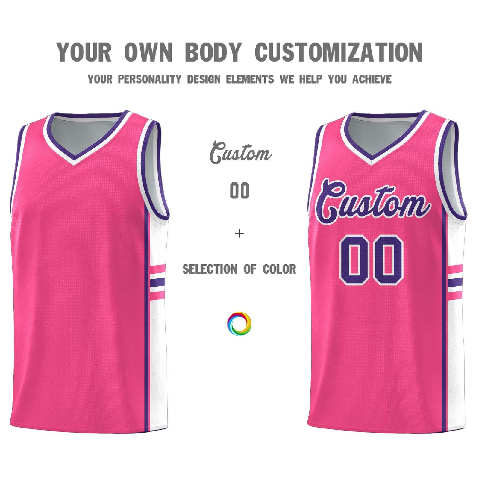 Custom Youth Basketball Jersey - Pink White Two-Tone Varsity Jersey Set