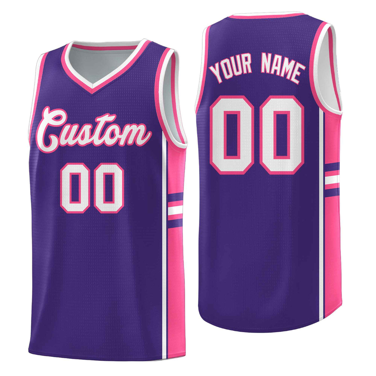 Custom Youth Basketball Jersey - Purple Pink Two-Tone Classic Varsity Uniform