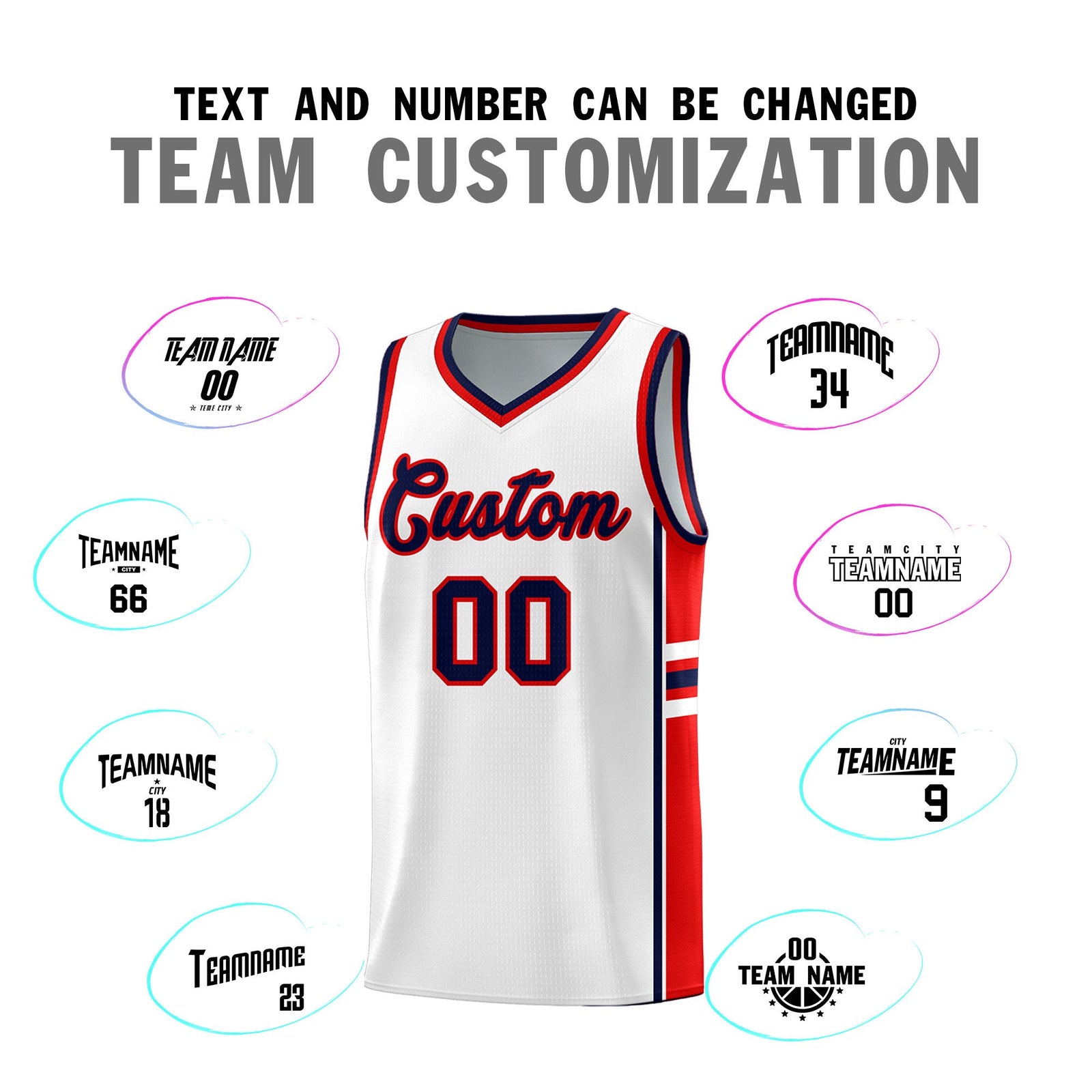 Custom Youth Basketball Jersey - White Red Personalized Varsity Two-Tone Uniform