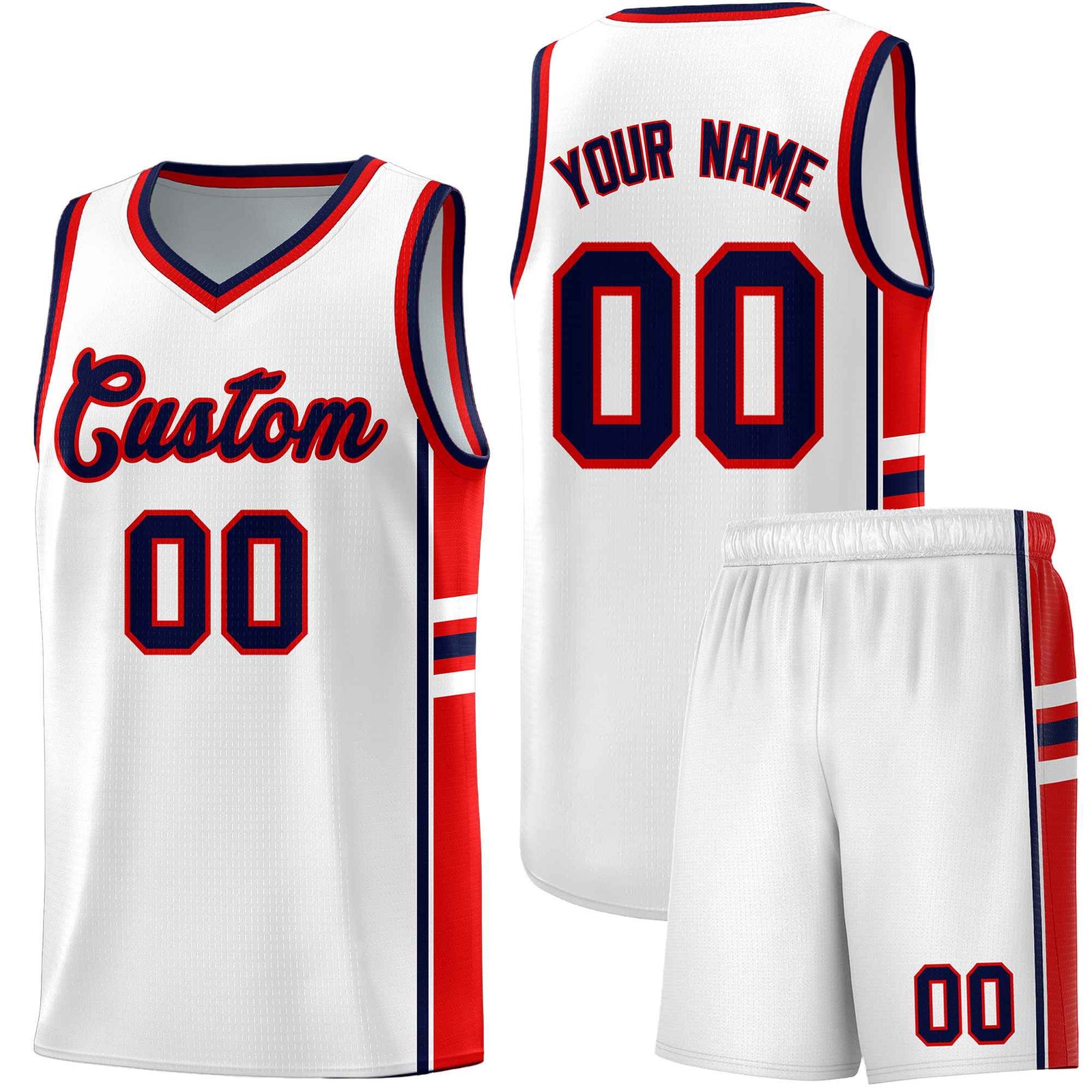 Custom Youth Basketball Jersey - White Red Personalized Varsity Two-Tone Uniform