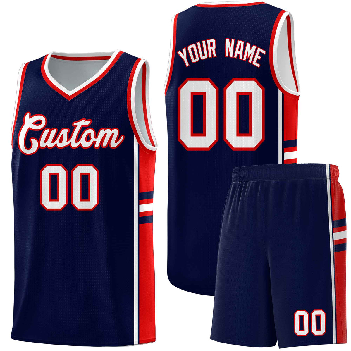 Custom Youth Basketball Jersey - Navy Red Two-Tone Varsity Jersey Set