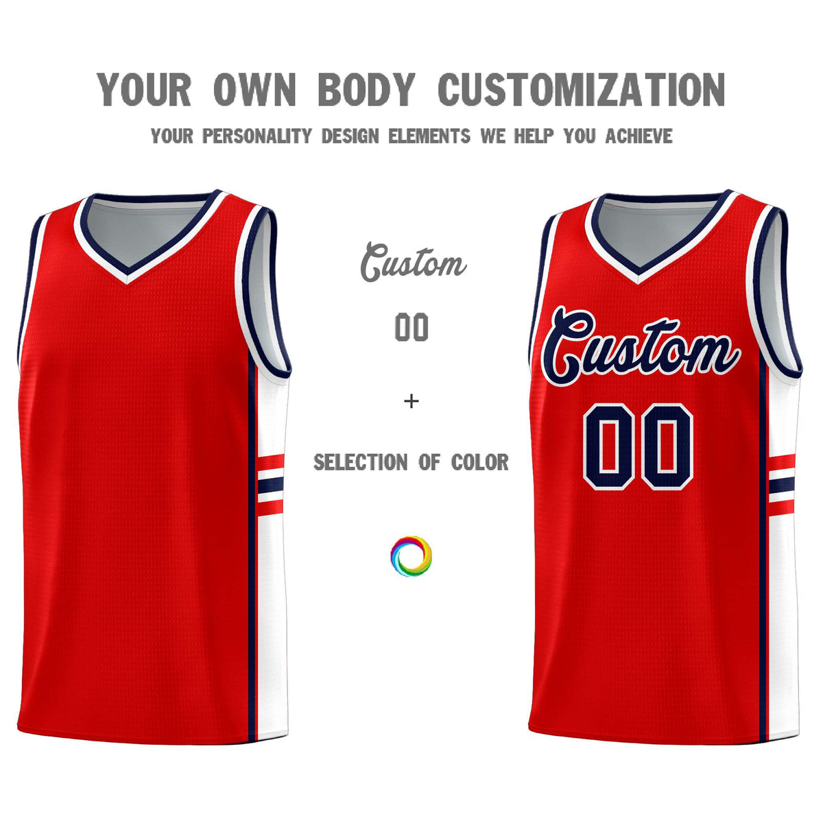 Custom Youth Basketball Jersey - Red White Two-Tone Classic Varsity Uniform