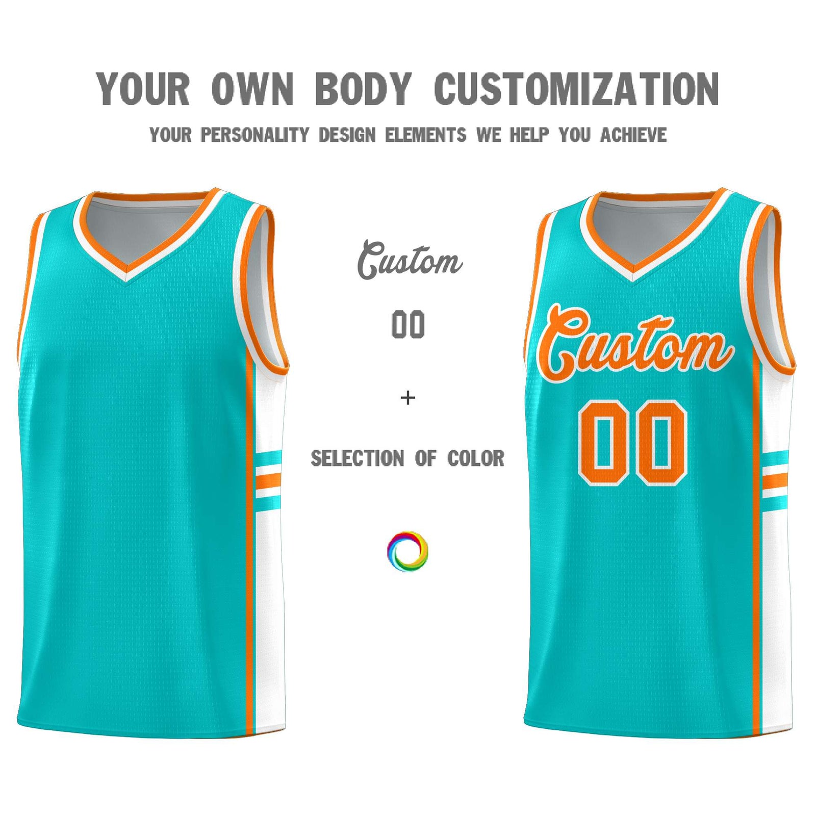 Custom Youth Basketball Jersey - Aqua White Two-Tone Classic Varsity Uniform