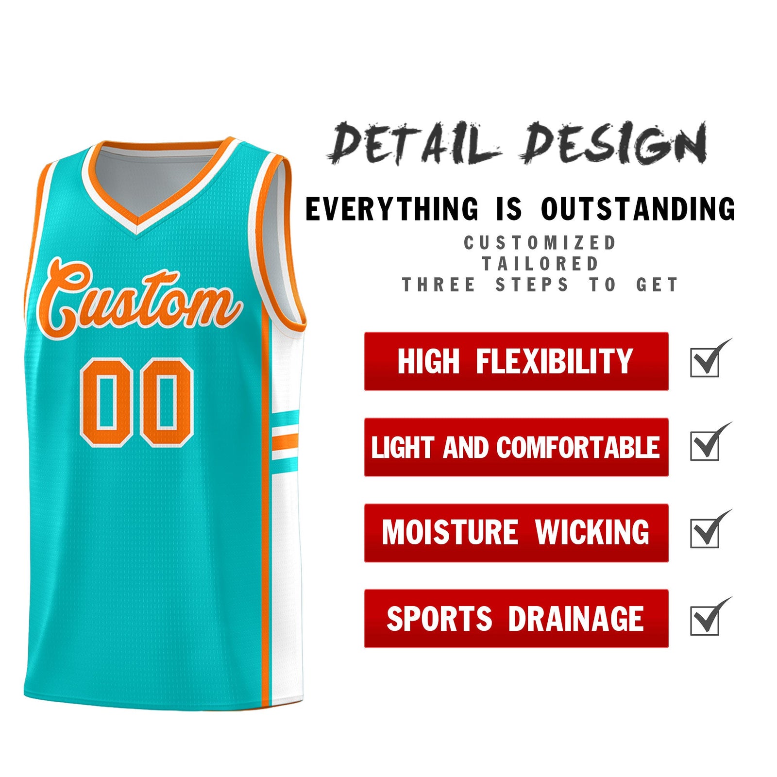 Custom Youth Basketball Jersey - Aqua White Two-Tone Classic Varsity Uniform