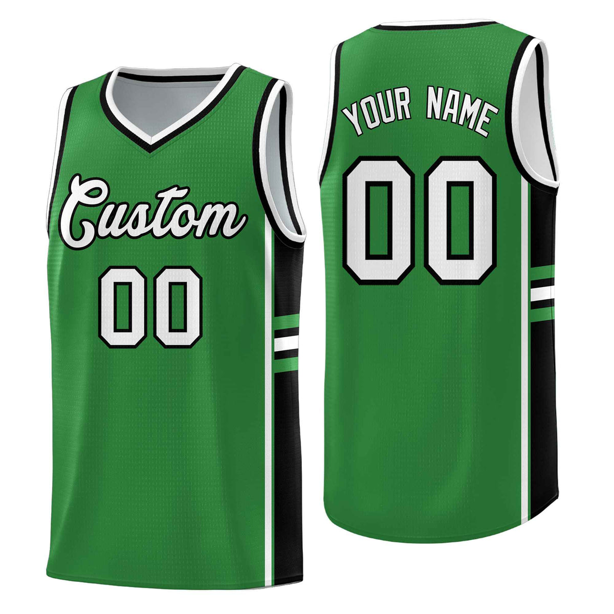 Custom Youth Basketball Jersey - Kelly Green Black Two-Tone Varsity Jersey Set