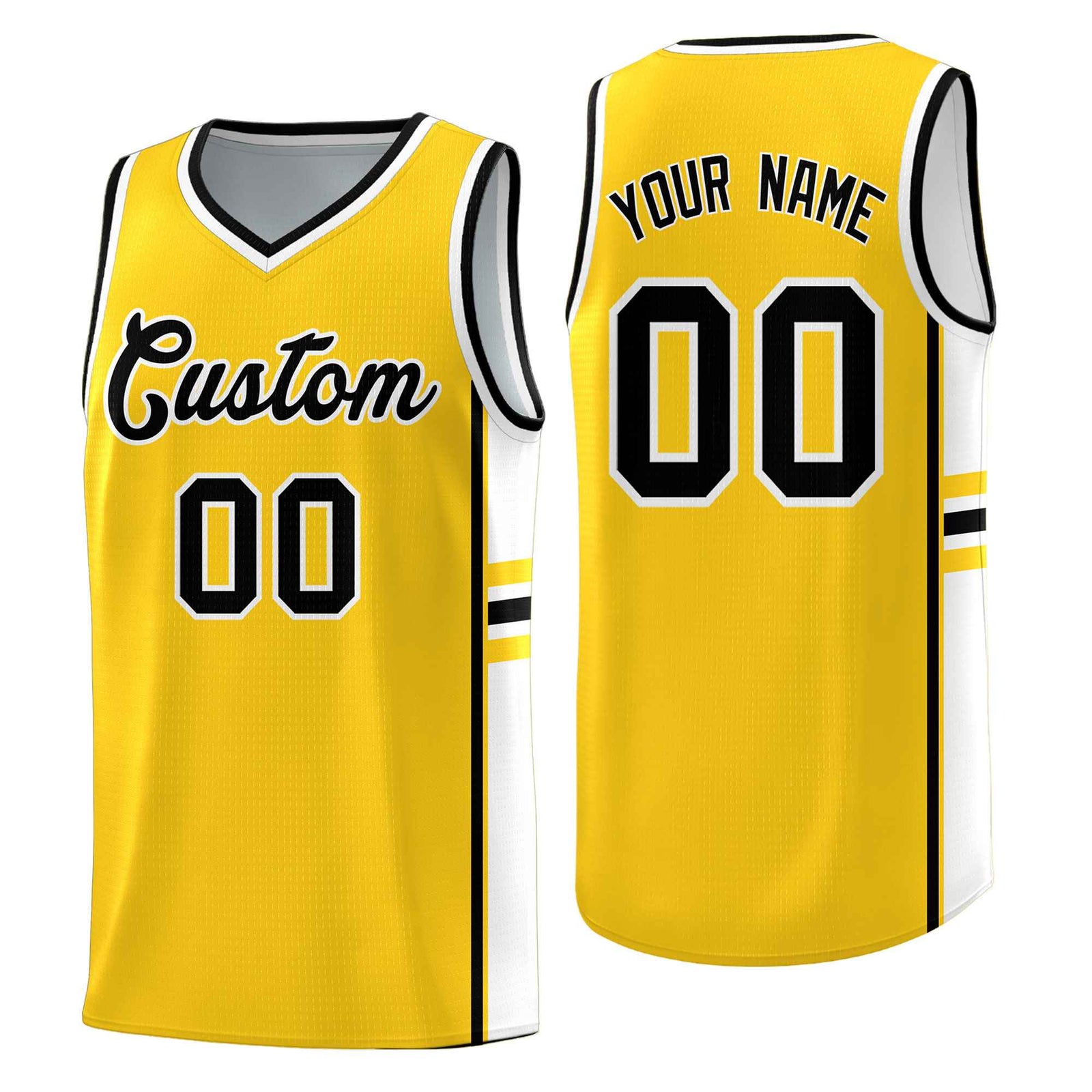 Custom Youth Basketball Jersey - Gold White Two-Tone Classic Varsity Uniform