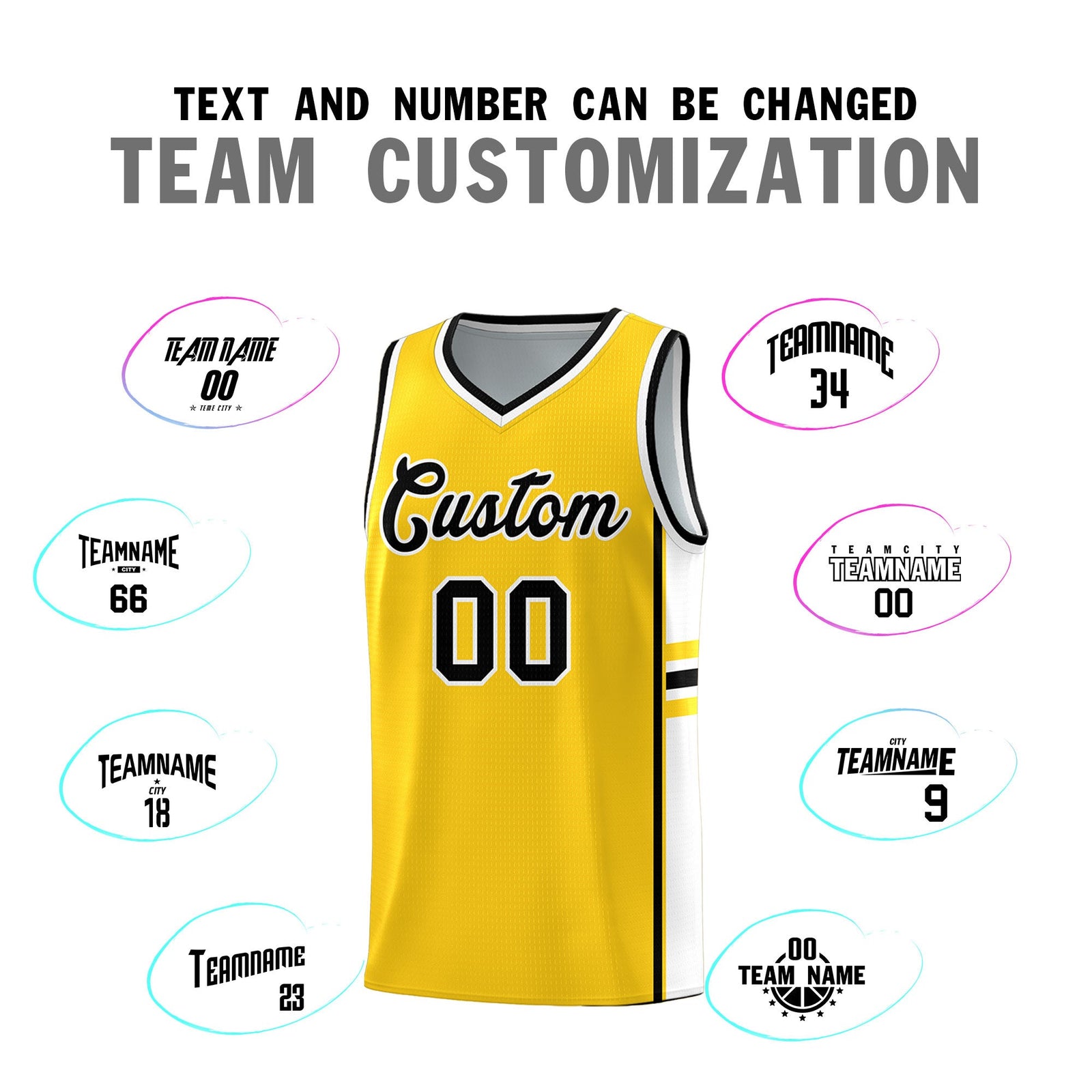 Custom Youth Basketball Jersey - Gold White Two-Tone Classic Varsity Uniform