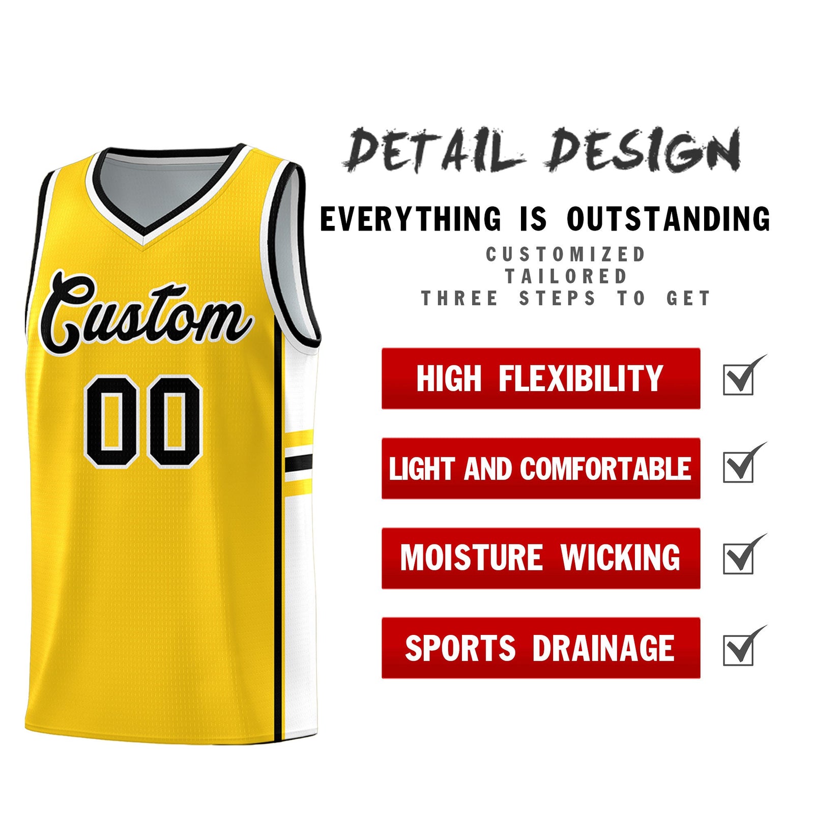Custom Youth Basketball Jersey - Gold White Two-Tone Classic Varsity Uniform