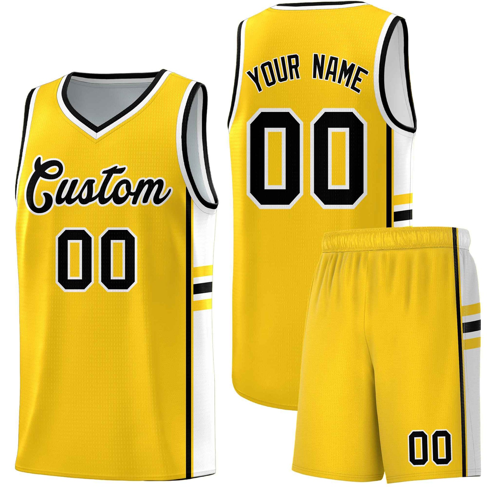 Custom Youth Basketball Jersey - Gold White Two-Tone Classic Varsity Uniform