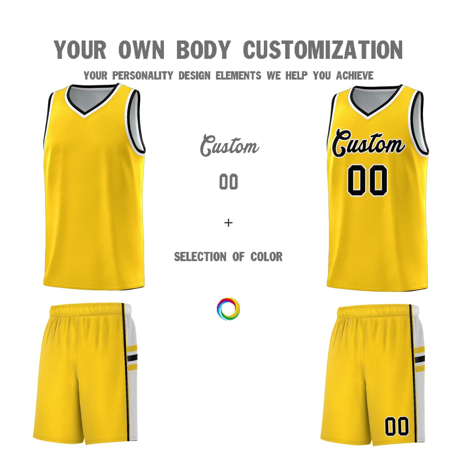Custom Youth Basketball Jersey - Gold White Two-Tone Classic Varsity Uniform