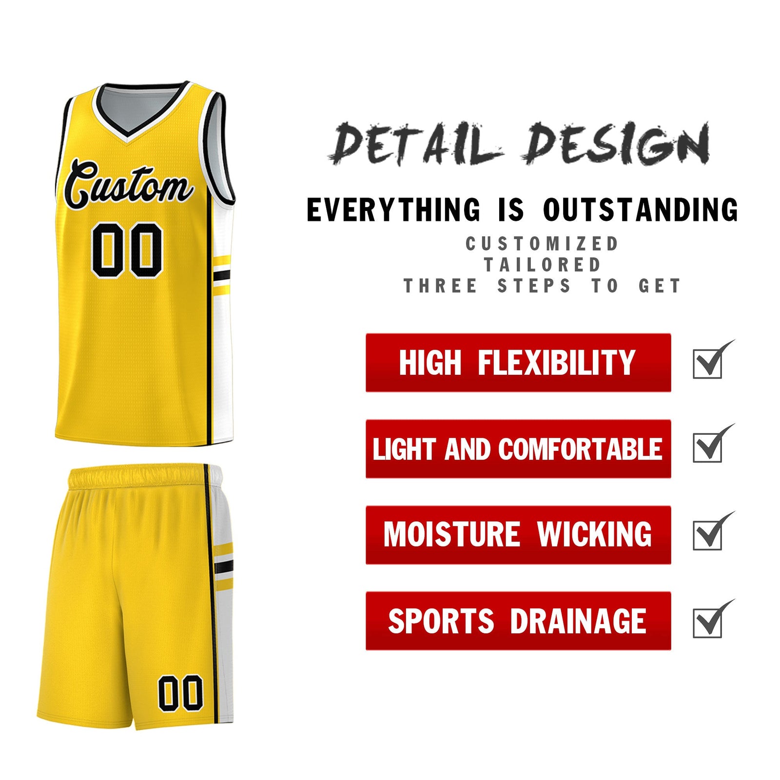 Custom Youth Basketball Jersey - Gold White Two-Tone Classic Varsity Uniform