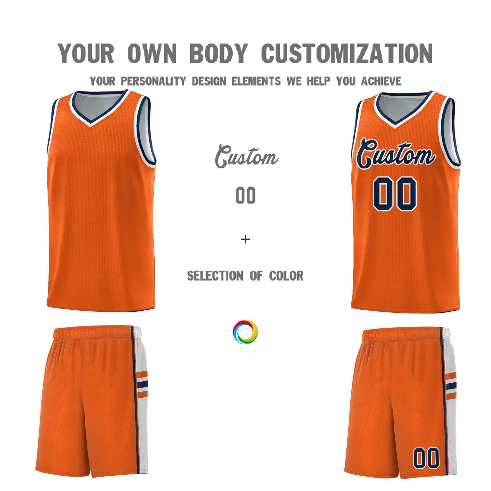 Custom Youth Basketball Jersey - Orange White Two-Tone Classic Varsity Uniform
