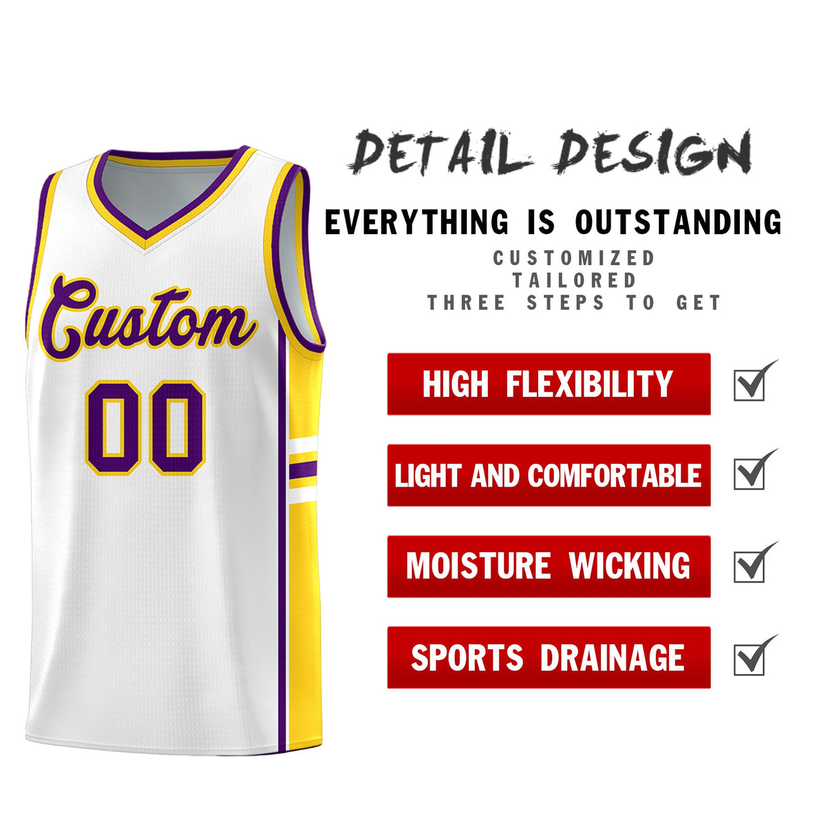 Custom Youth Basketball Jersey - White Gold Personalized Varsity Two-Tone Uniform