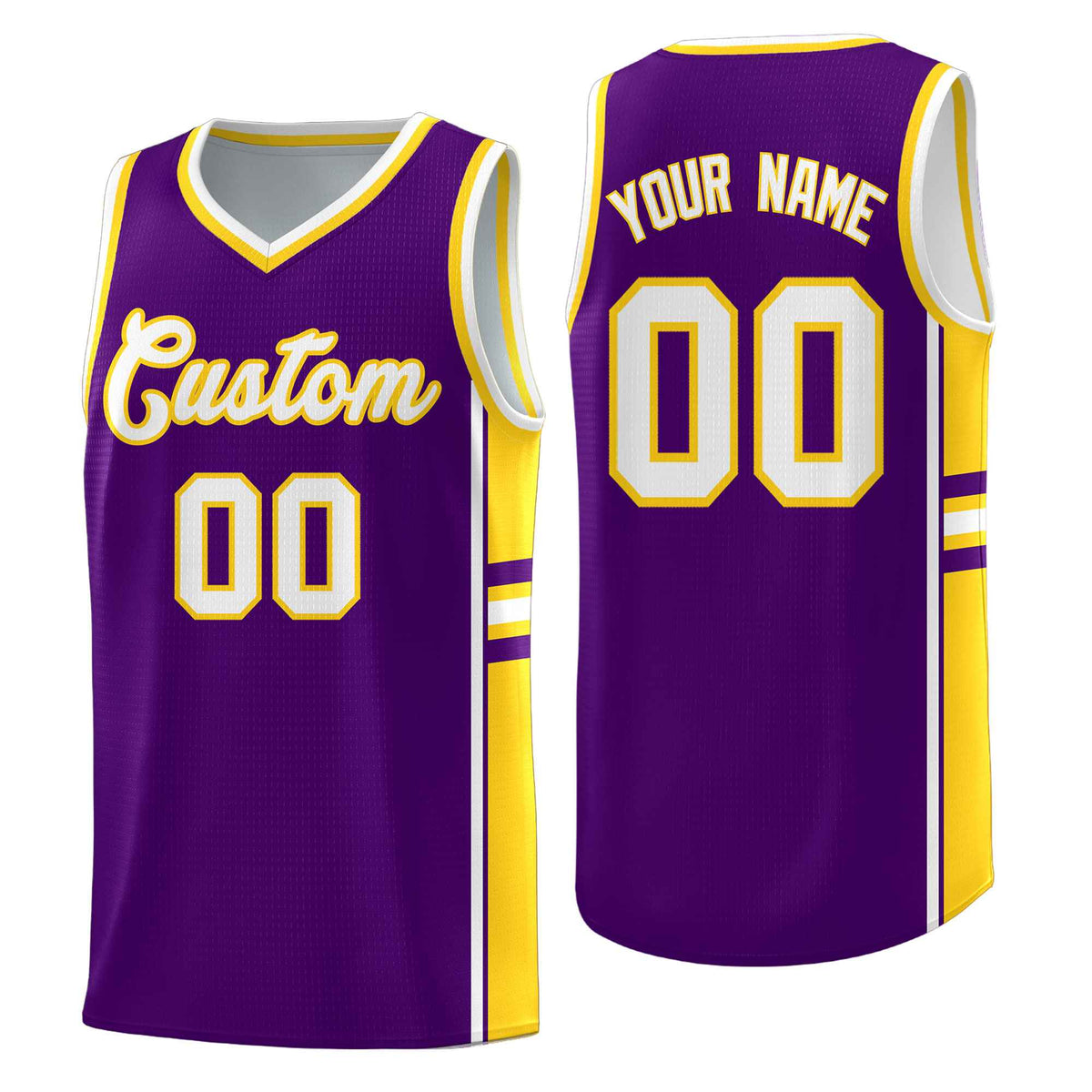 Custom Youth Basketball Jersey - Purple Gold Two-Tone Varsity Jersey Set
