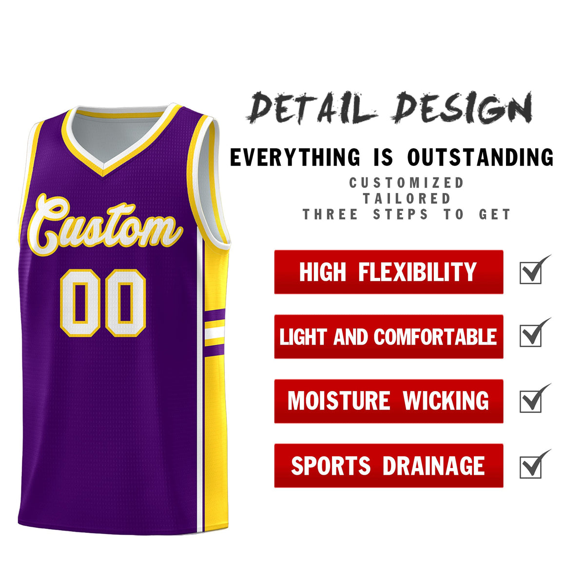 Custom Youth Basketball Jersey - Purple Gold Two-Tone Varsity Jersey Set