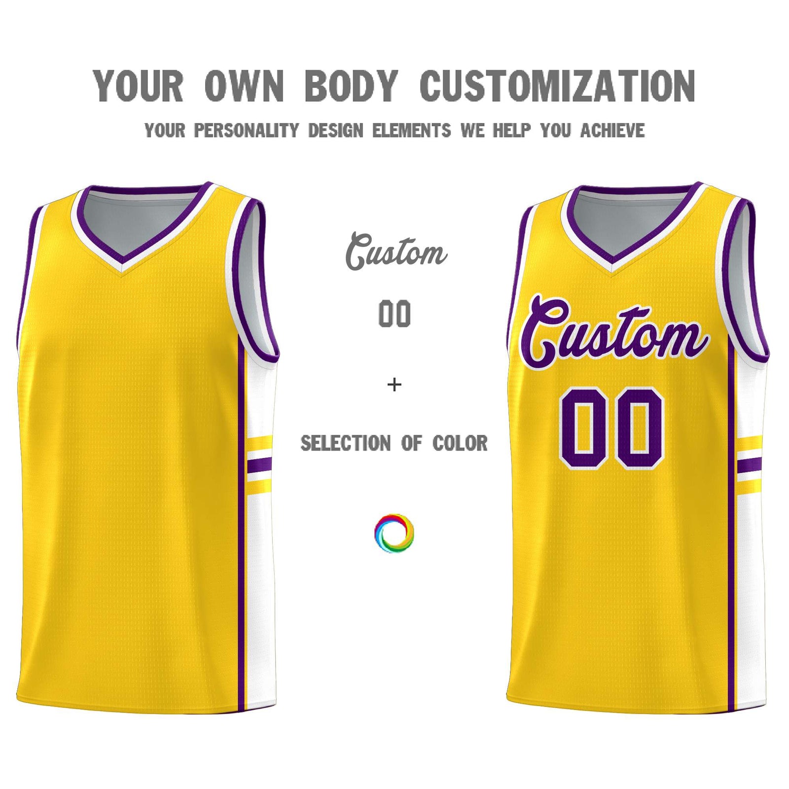 Custom Youth Basketball Jersey - Gold White Two-Tone Classic Varsity Uniform