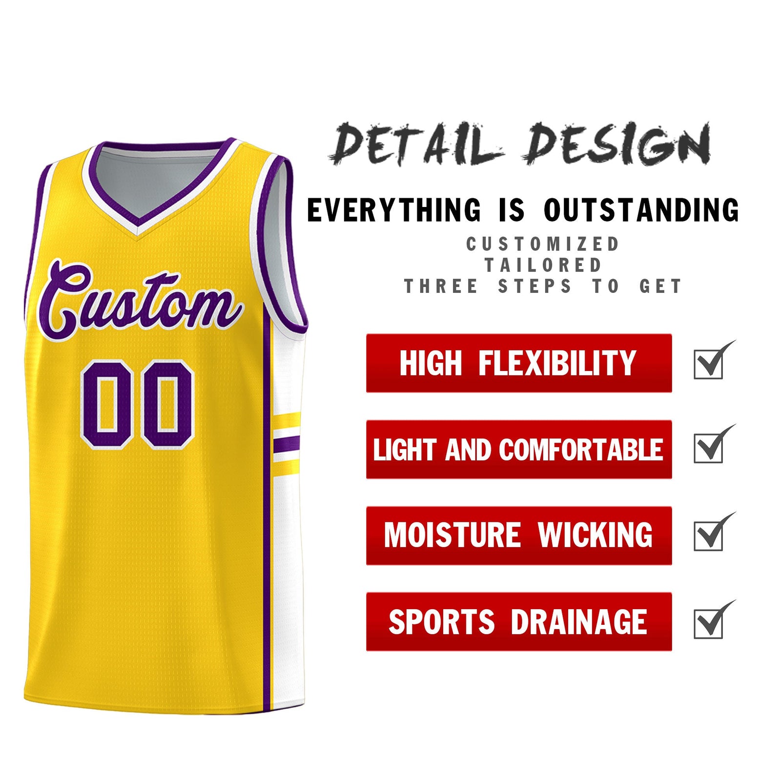 Custom Youth Basketball Jersey - Gold White Two-Tone Classic Varsity Uniform