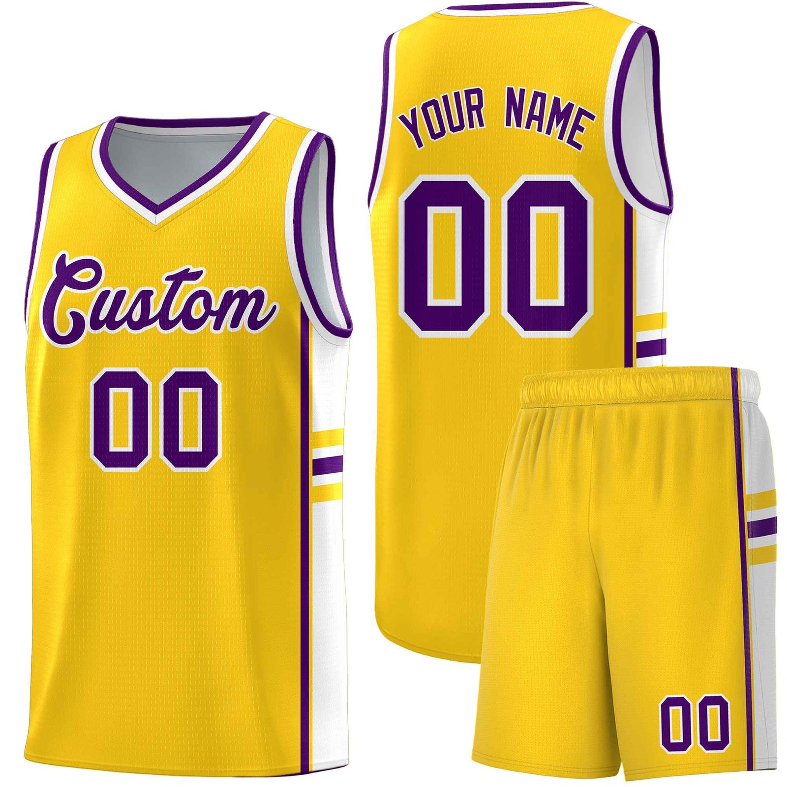 Custom Youth Basketball Jersey - Gold White Two-Tone Classic Varsity Uniform