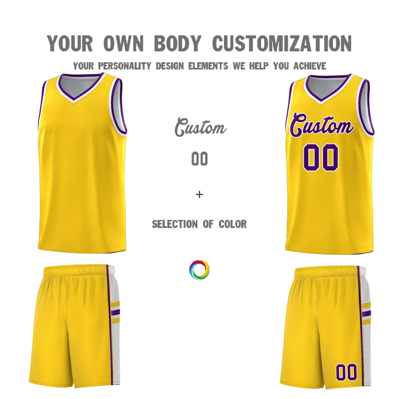 Custom Youth Basketball Jersey - Gold White Two-Tone Classic Varsity Uniform