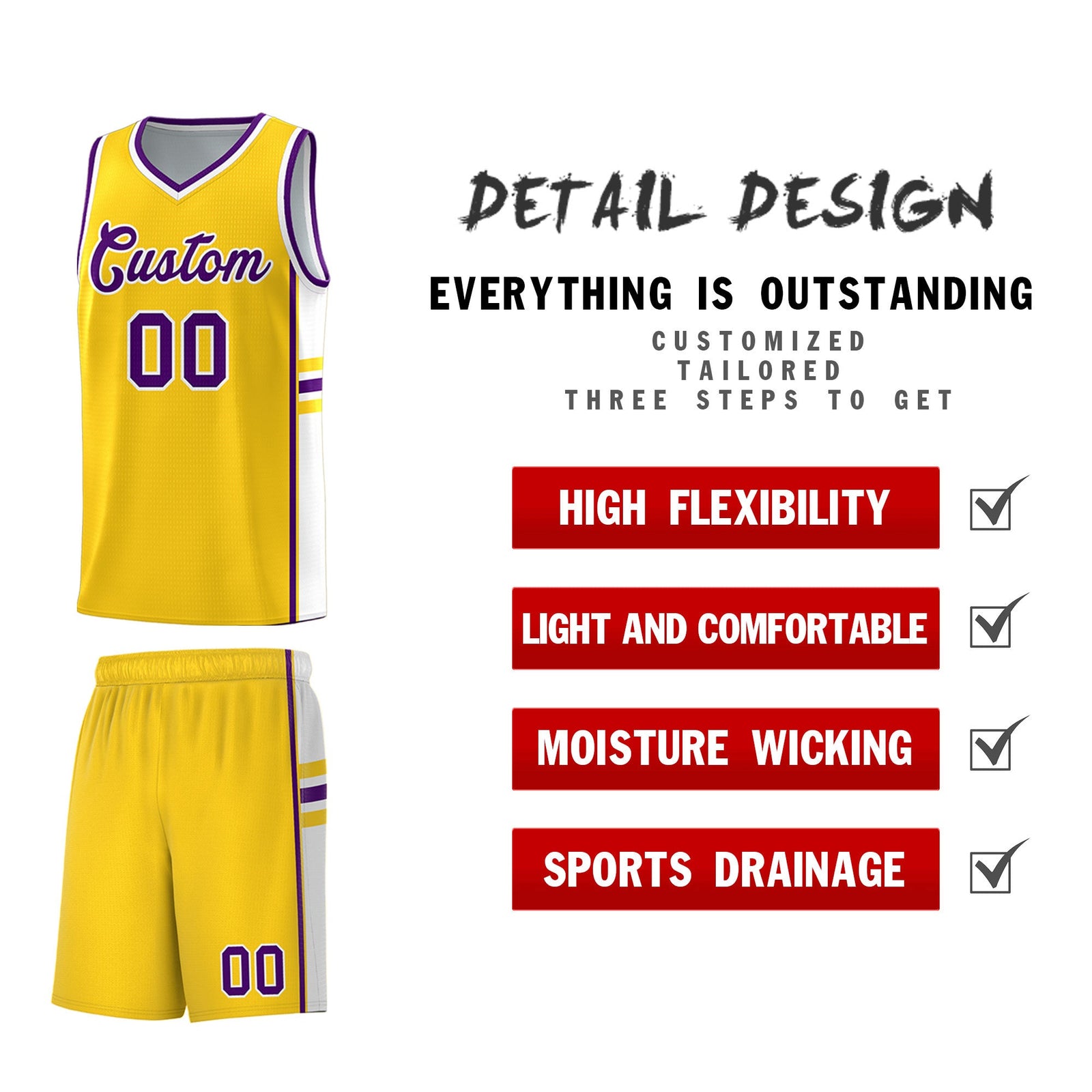 Custom Youth Basketball Jersey - Gold White Two-Tone Classic Varsity Uniform
