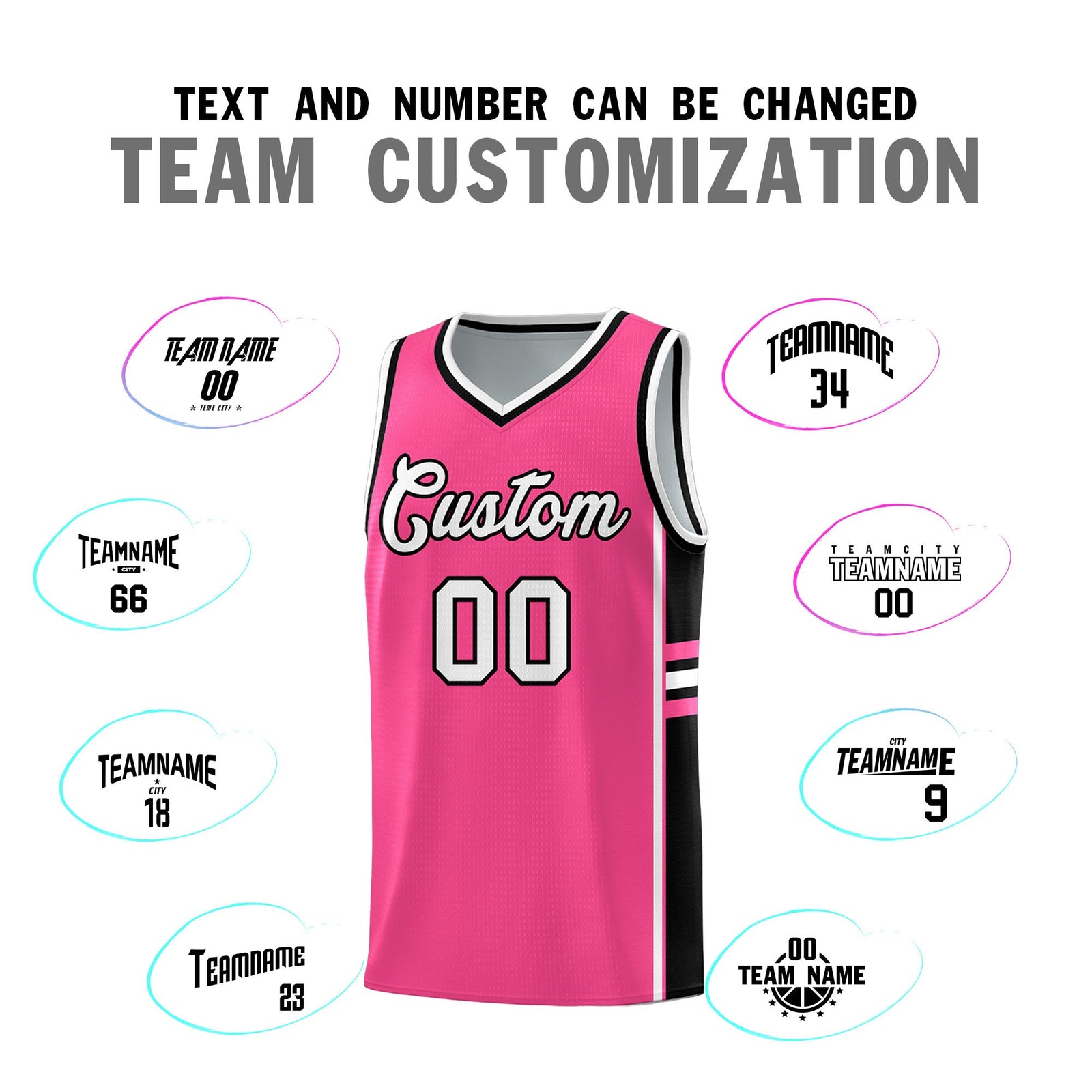 Custom Youth Basketball Jersey - Pink Black Two-Tone Varsity Jersey Set