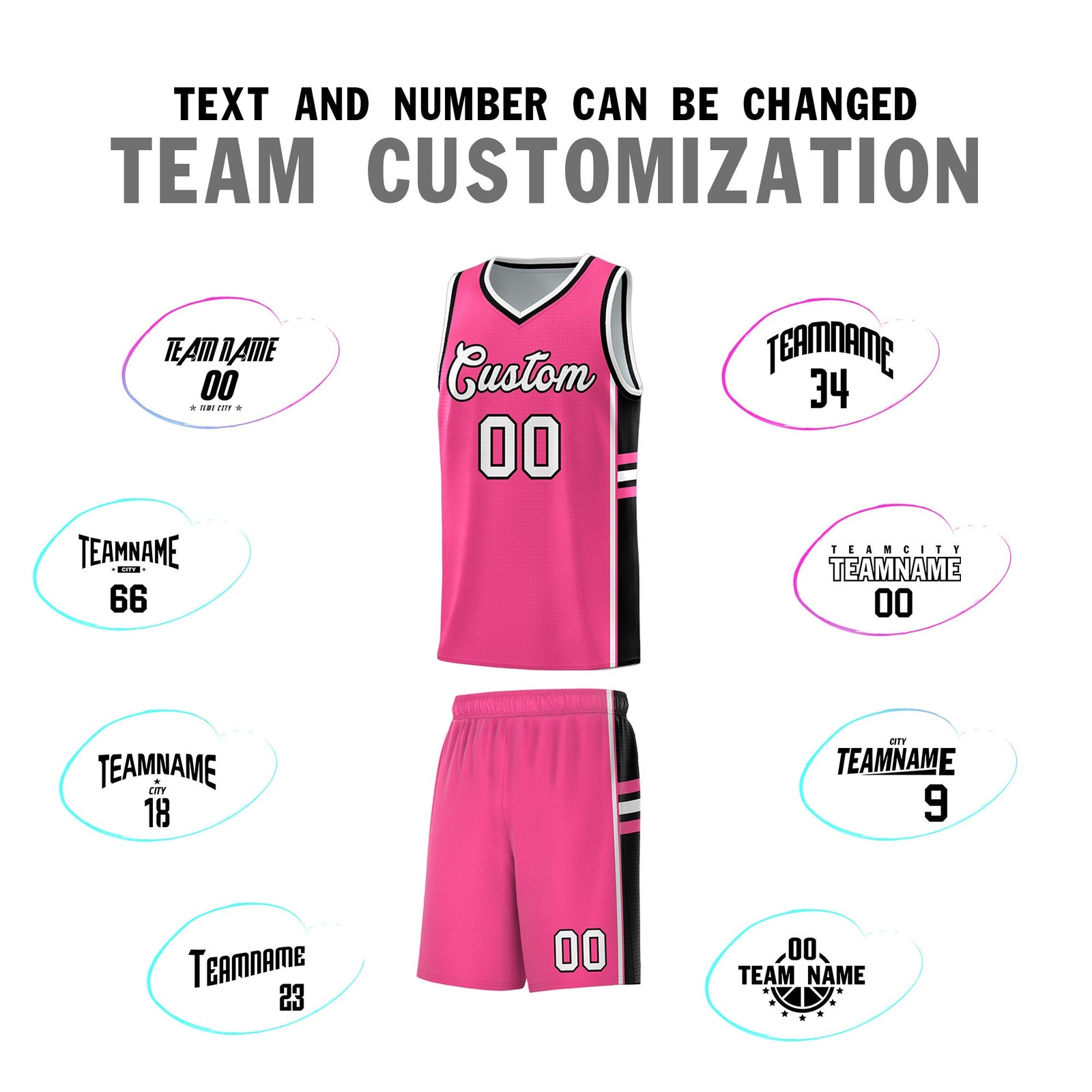 Custom Youth Basketball Jersey - Pink Black Two-Tone Varsity Jersey Set