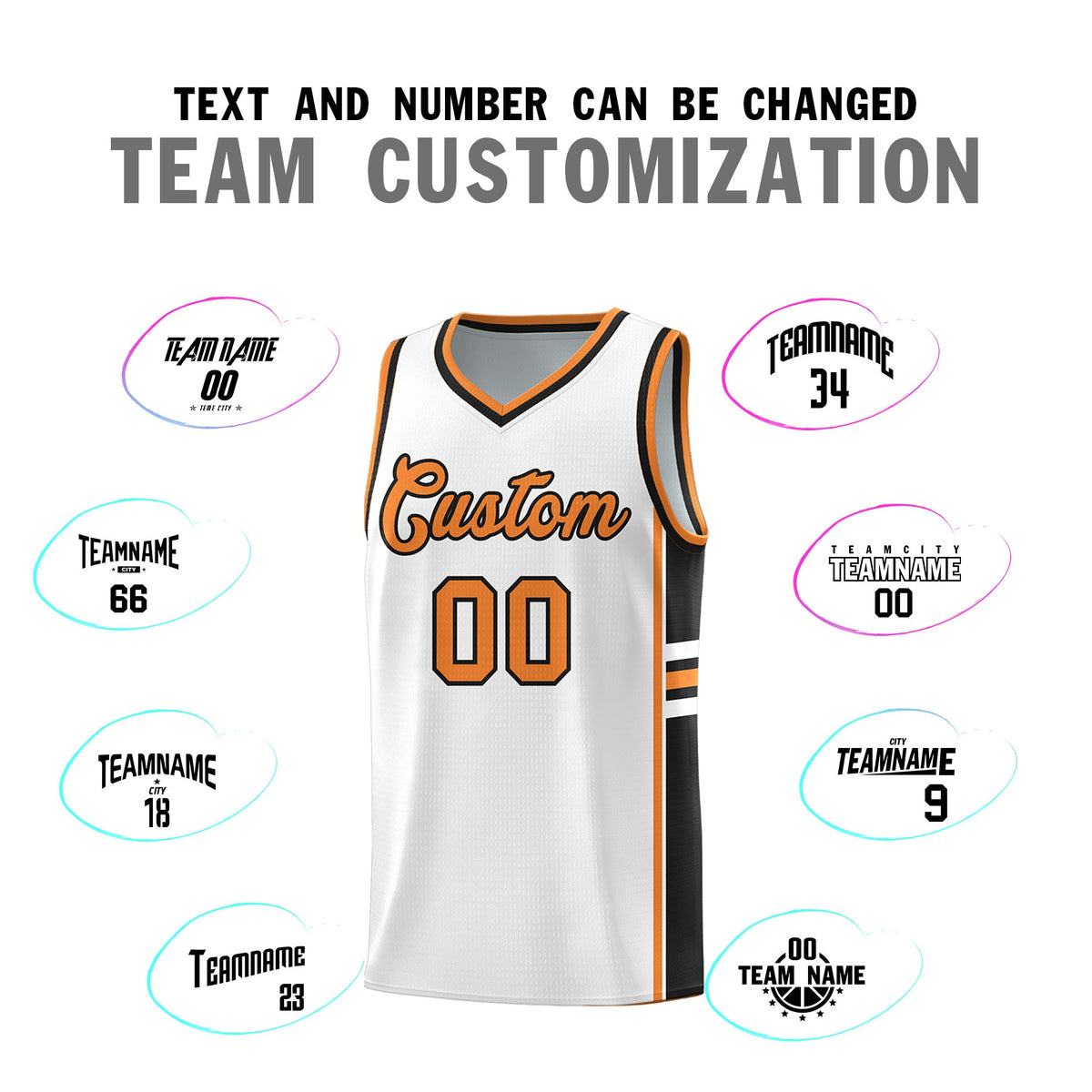 Custom Youth Basketball Jersey - White Gold Orange Personalized Varsity Two-Tone Uniform