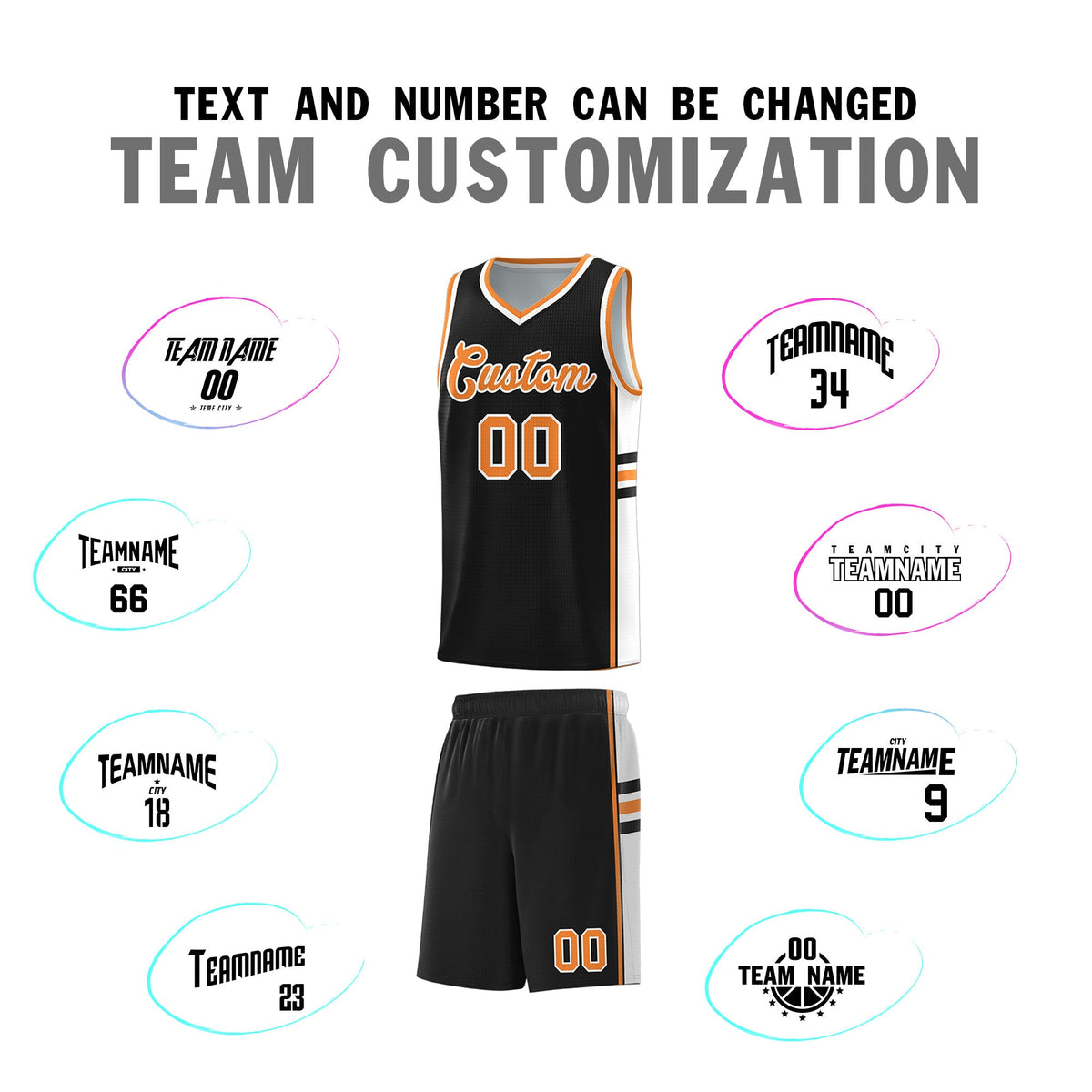 Custom Youth Basketball Jersey - Black Gold Orange Two-Tone Classic Varsity Uniform